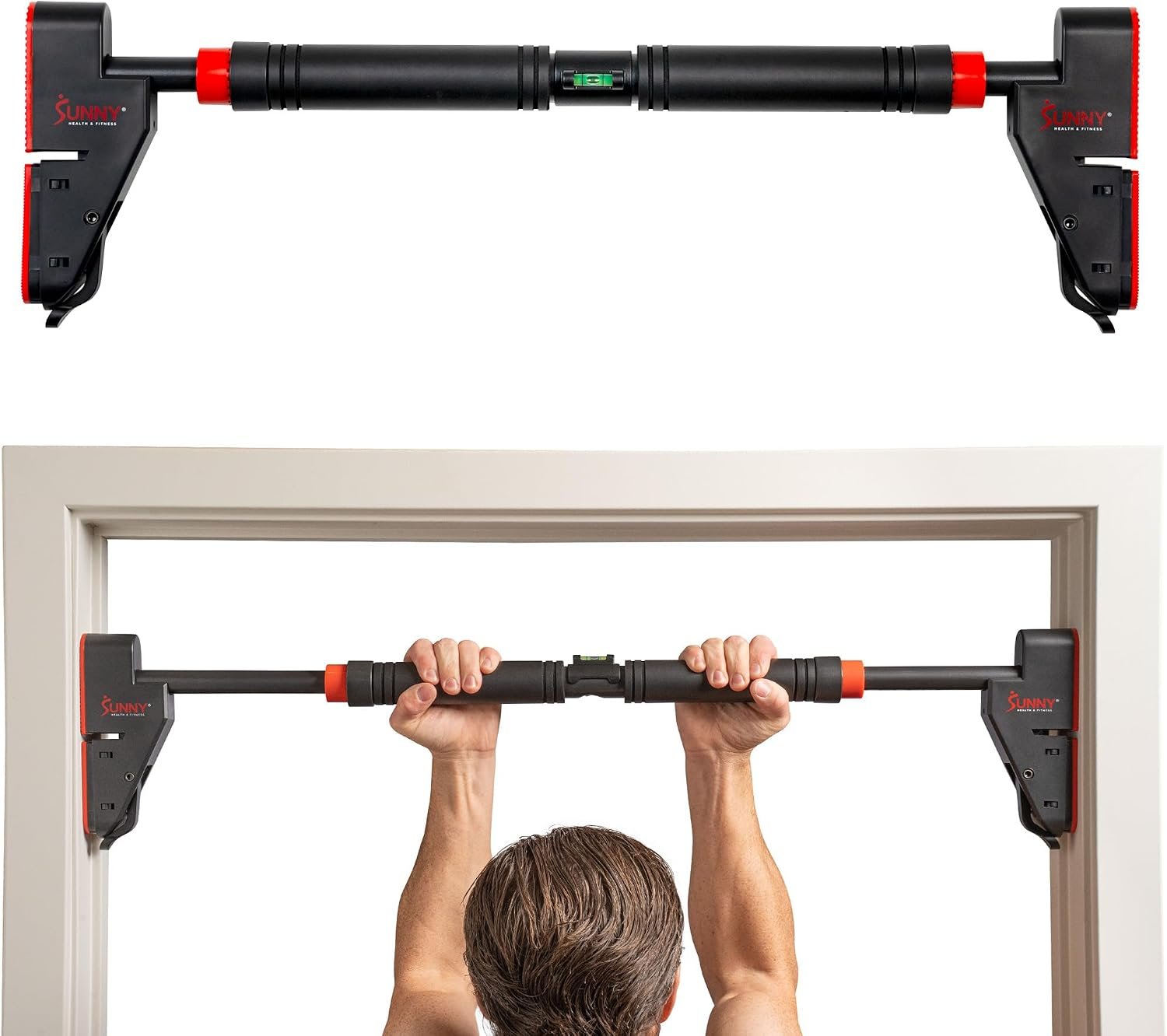 Sunny Health & Fitness Adjustable Doorway Pull Up Bar – Chin Up Bar for Home Gym Training