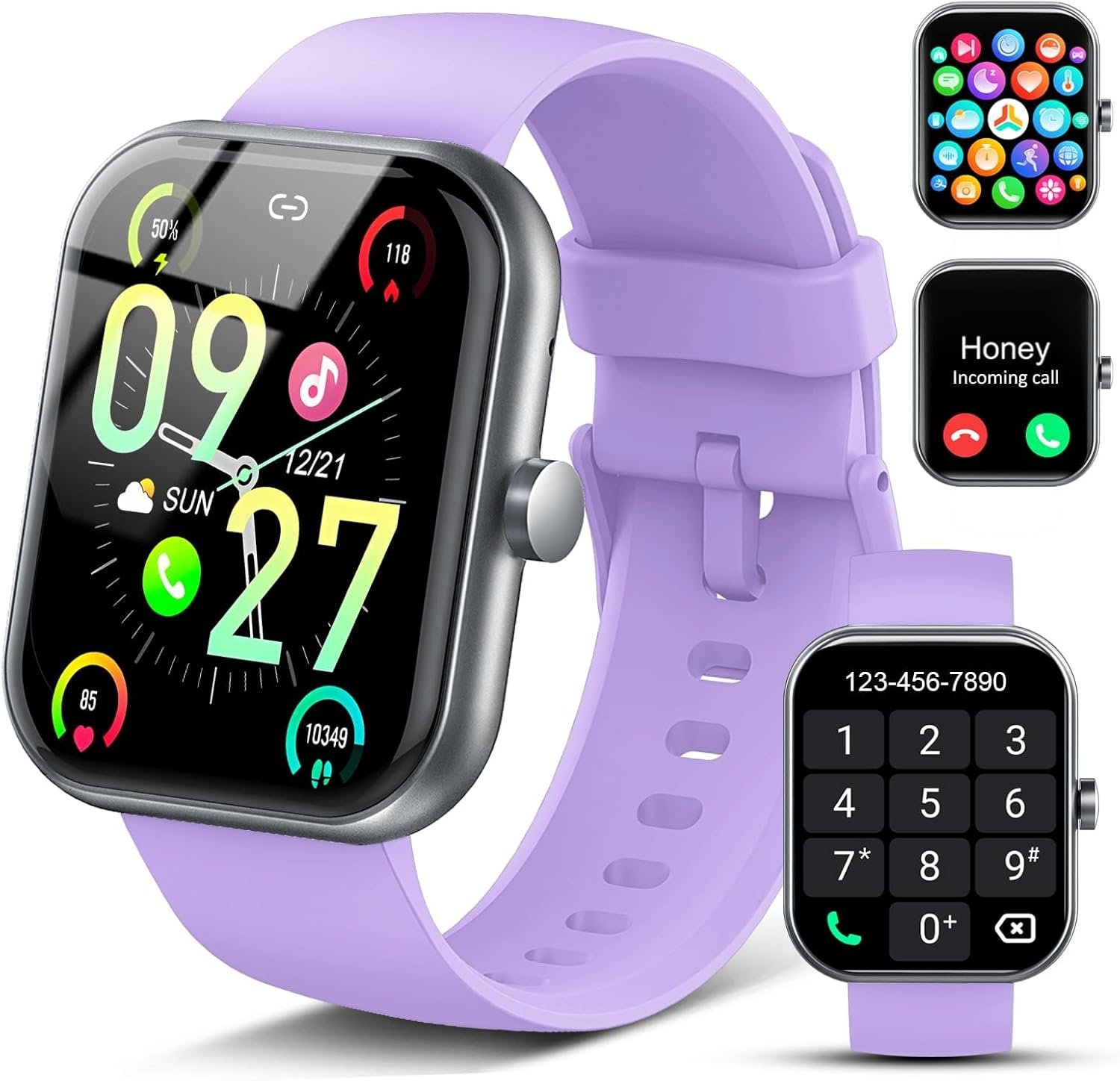 Smart Watch for Men Women (Answer/Make Call), 1.83″ HD Touchscreen Fitness Tracker, 110+ Sport Modes, Fitness Watch with Heart Rate/Sleep Monitor/Step, IP68 Waterproof Smartwatch for Android,Purple