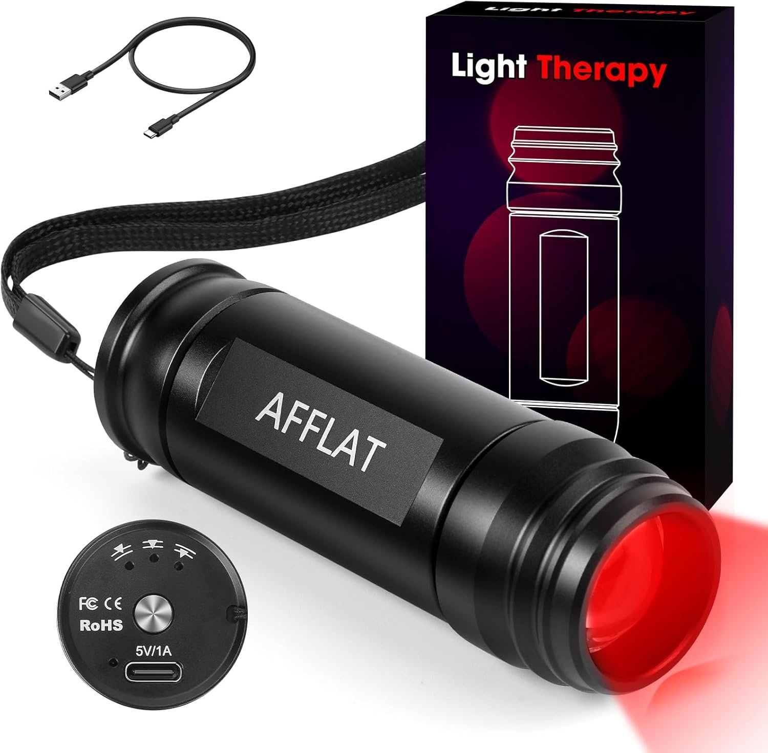 AFFLAT Red Light Therapy Flashlight for Pain Relief – Portable Infrared & Near Infrared Light Therapy Device for Joint, Muscle, Body & Face Inflammation, 3 Wavelengths, 4 Professional Combinations