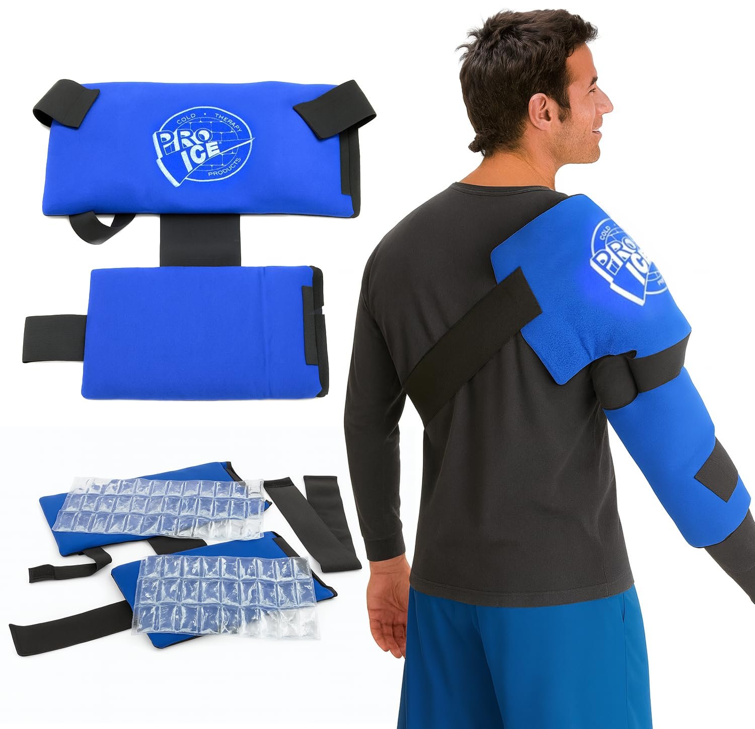 PRO ICE Shoulder Elbow Ice Therapy Wrap – Excellent for Treating Rotator Cuff injuries, Elbow Joint and Muscle Inflammation – Ice packs Included