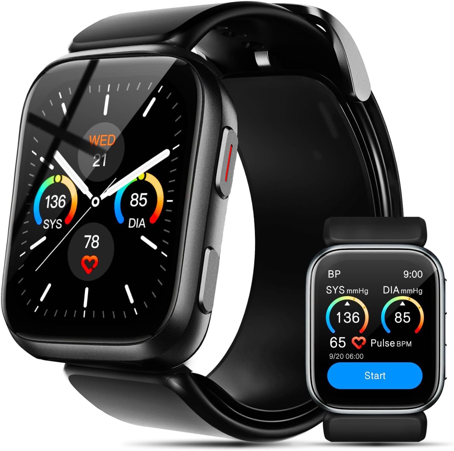BP Doctor Blood Pressure Smart Watch, 1.95” Blood Pressure Smartwatch with Air Pump Cuff, Blood Pressure Sleep Monitor Sports Tracking for Android iOS Supports Data Sharing, Reminder Monitoring