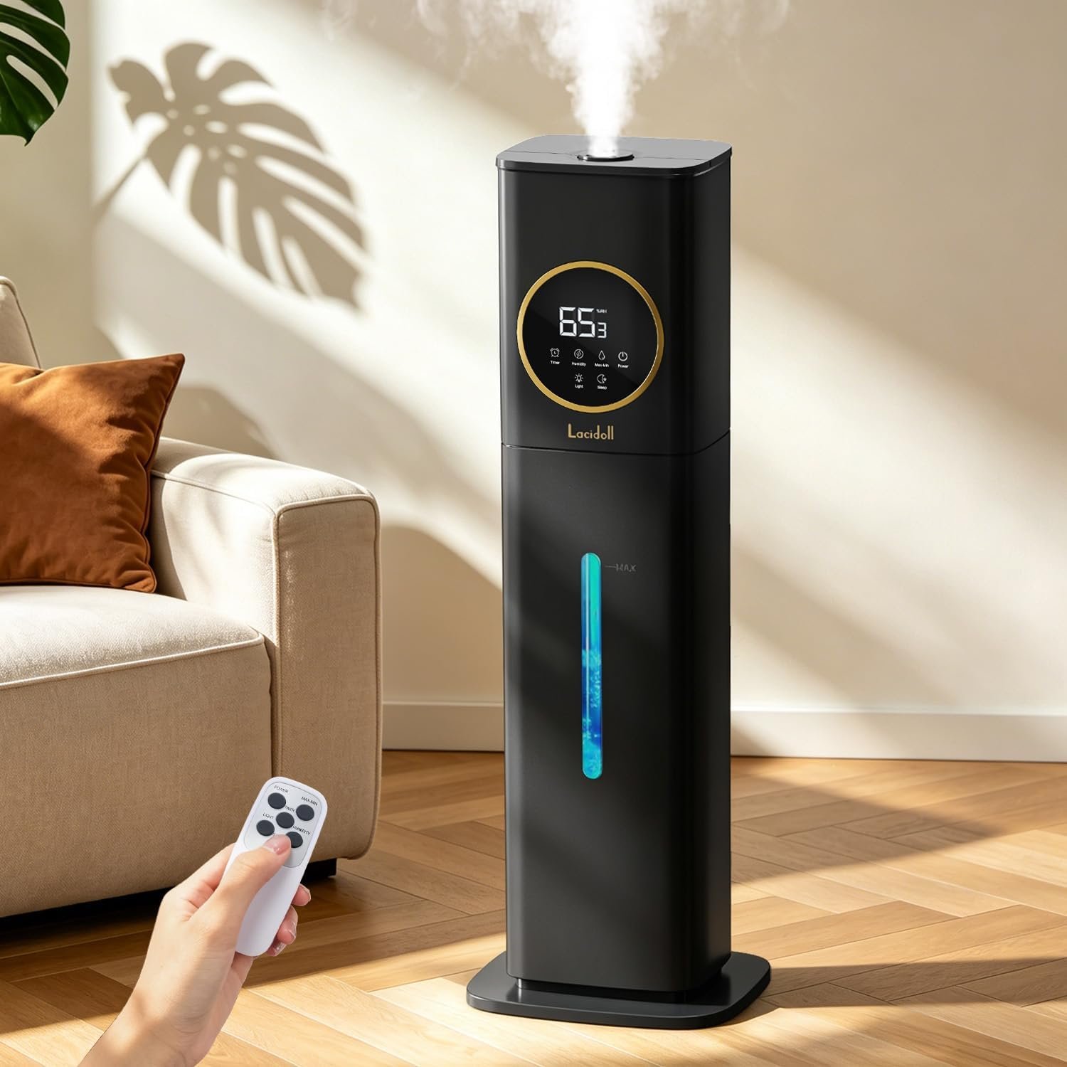 LACIDOLL Humidifiers for Bedroom, 2.1Gal/8L Humidifier large room with Essential Oil Diffuser, Top Fill Whole House Cool Mist Humidifiers for Plants Baby Kids Adults(Black) | Large Room Ready, Quite Operation, Humidity Control, Leak-Proof, Top Fill, Cool Mist Humidifier for Home Plants Baby