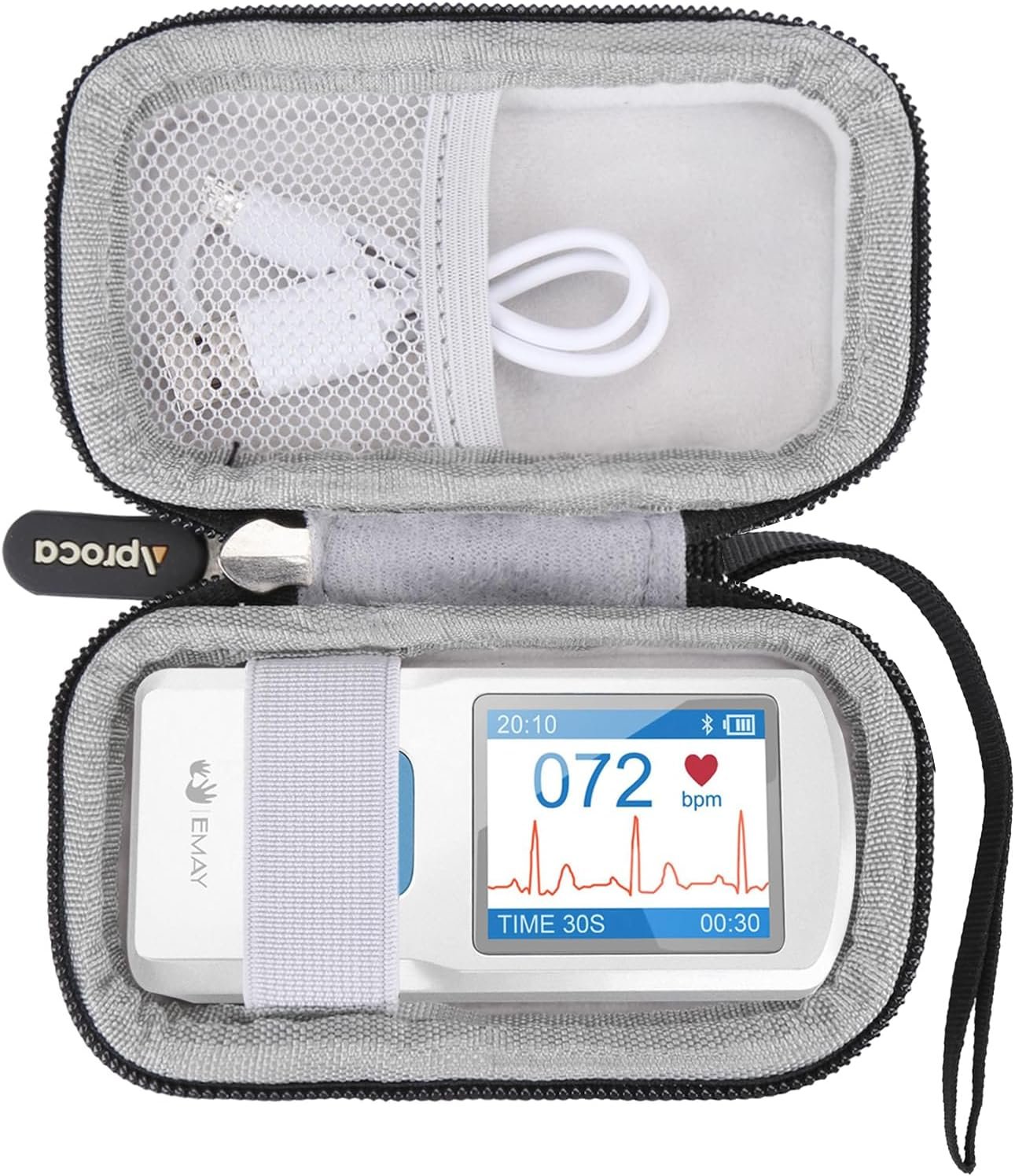 Aproca Case Compatible with EMAY Portable ECG Monitor Devices, Storage Portable Bag for Accessories -Black (Case Only)