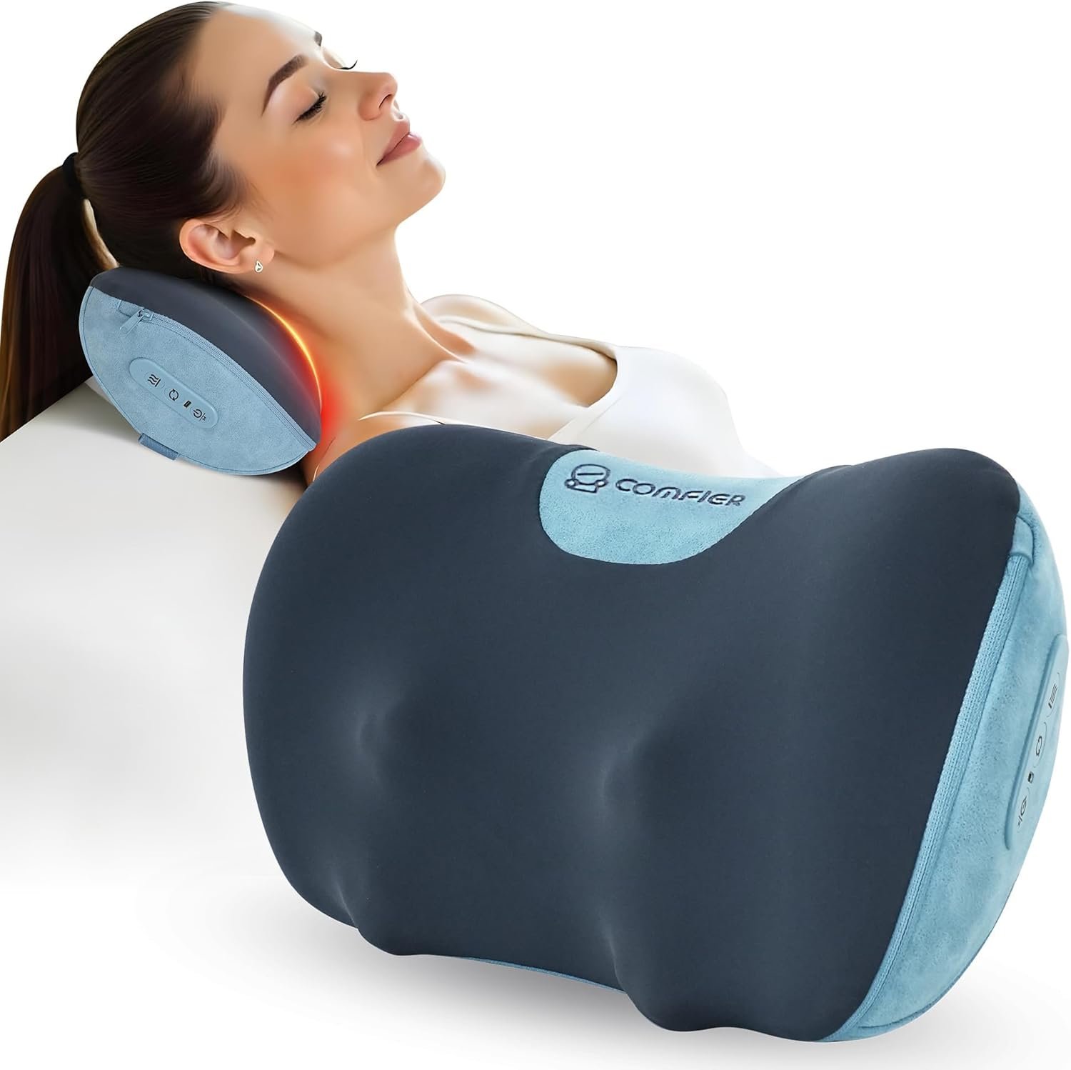 COMFIER [2026 Gift for Men,Women,Cordless Shiatsu Neck and Back Massager with Heat,Portable Massager Pillow with 3D Kneading Deep Tissue, Soothes Muscle Tension at Home, Office, Travel