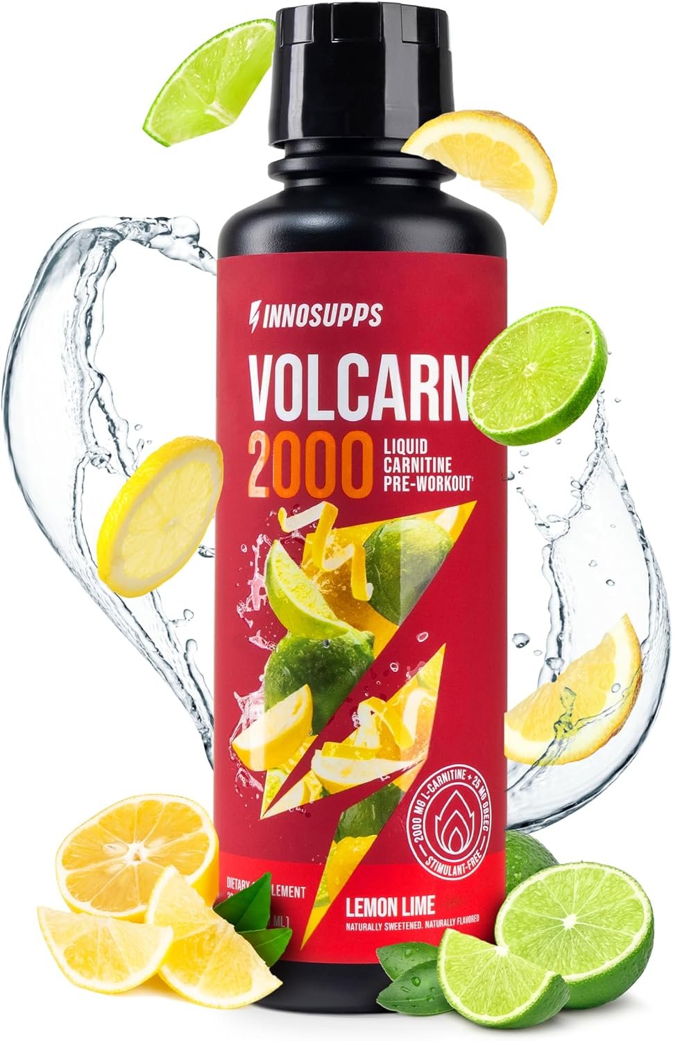 InnoSupps Volcarn 2000 – L-CARNITINE Advanced Energy Liquid | ATP Enhancer with GBEEC | Boosts Energy, Enhances Focus, Caffeine Free, No Artificial Sweeteners | 32 Servings (Lemon Lime)