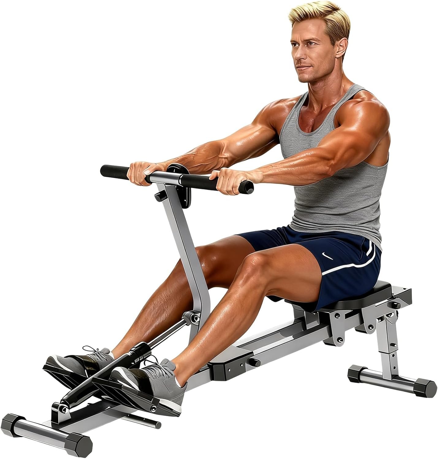 Ann Katy Rowing Machine, Compact Adjustable Rowing Machine 12 Levels of Complete Body Workout Resistance for Home, Low-Impact