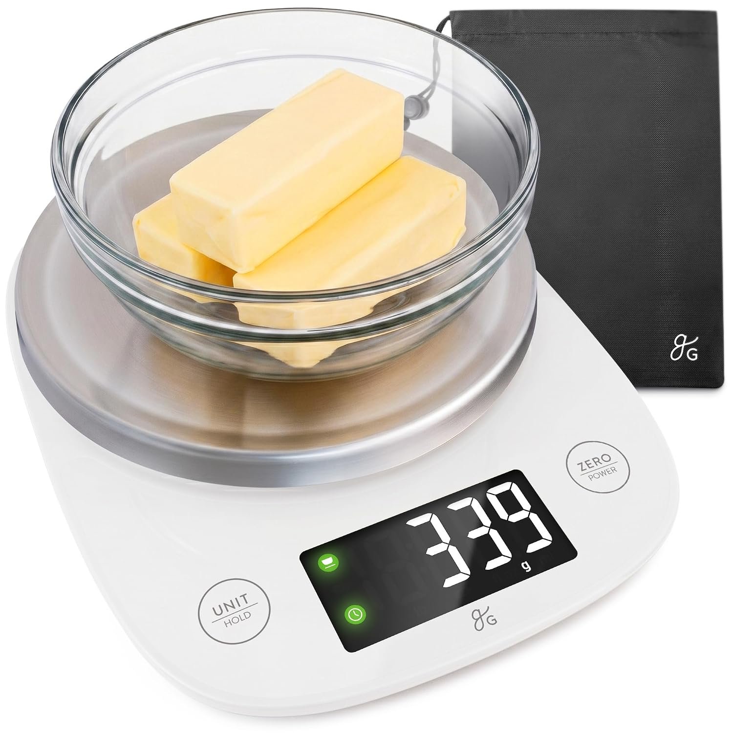 Greater Goods Digital Kitchen Scale for Baking – Food Scale with Gram & Ounce Measurements, Easy Tare & Stable Readings, Precision Scale for Sourdough Bread, Baking & Cooking, 11 lb Capacity