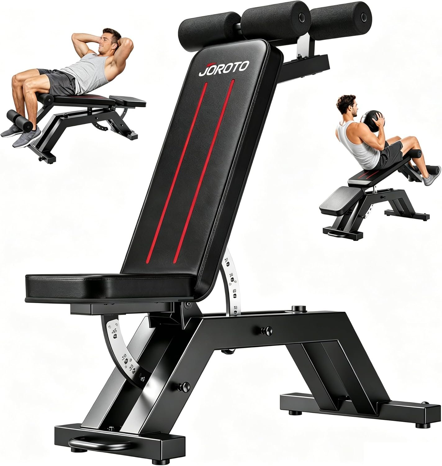JOROTO Adjustable Ab Sit Up Bench, 1800LBS Capacity Weight Bench, Flat/Incline/Decline Bench for Full Body Exercise, Workout Bench Press for Home Gym Strength Training