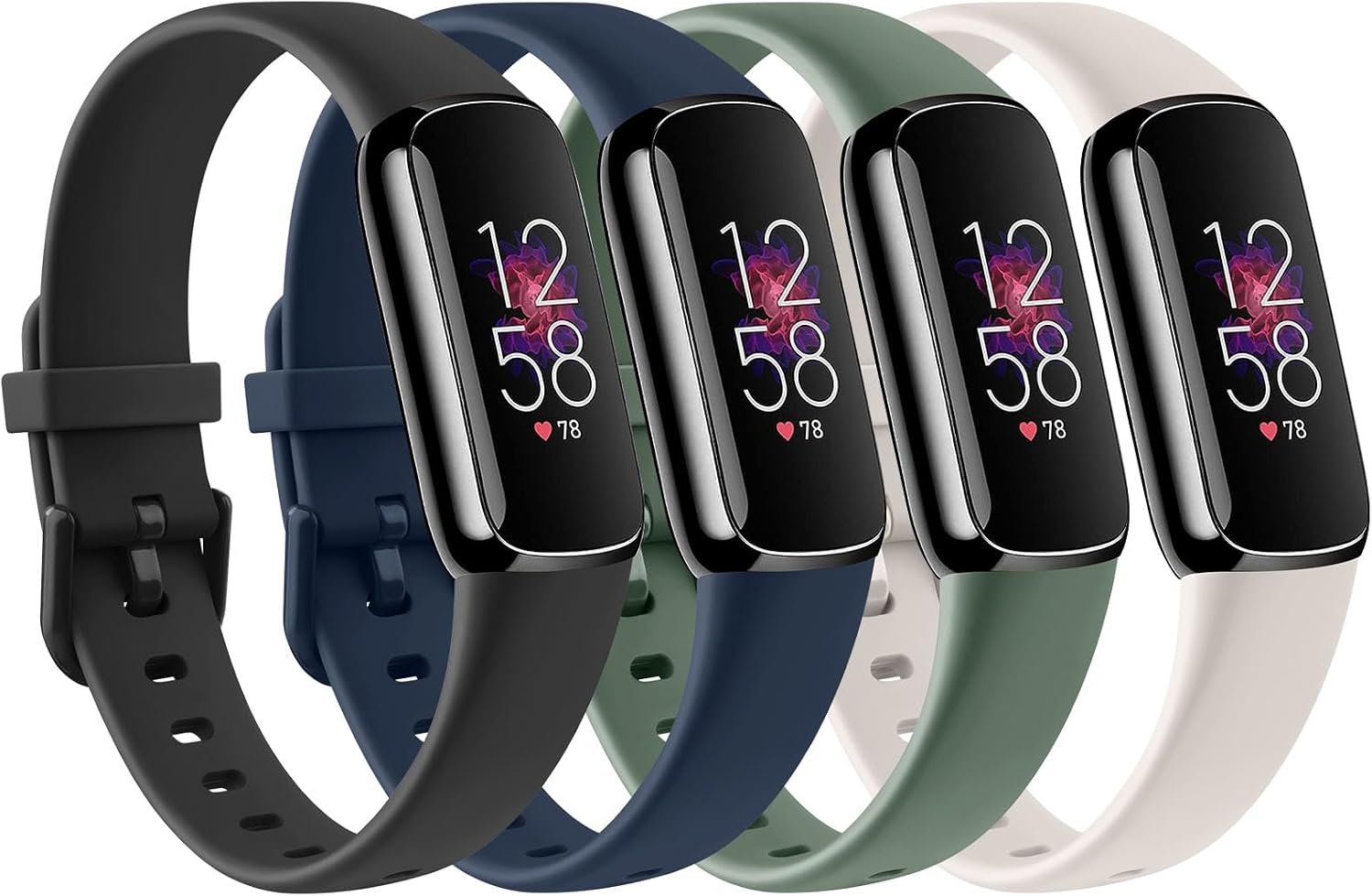 4 PACK Sport Bands Compatible with Fitbit Luxe Bands for Women Men, Soft Silicone Replacement Sport Straps Wristbands for Fitbit Luxe Fitness and Wellness Tracker