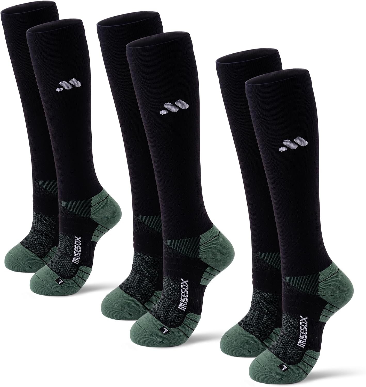 Compression Socks for Women and Men,Knee High 15-20mmHg Graduated Support(3 Pairs) Best for Nurses,Pregnant,Travel