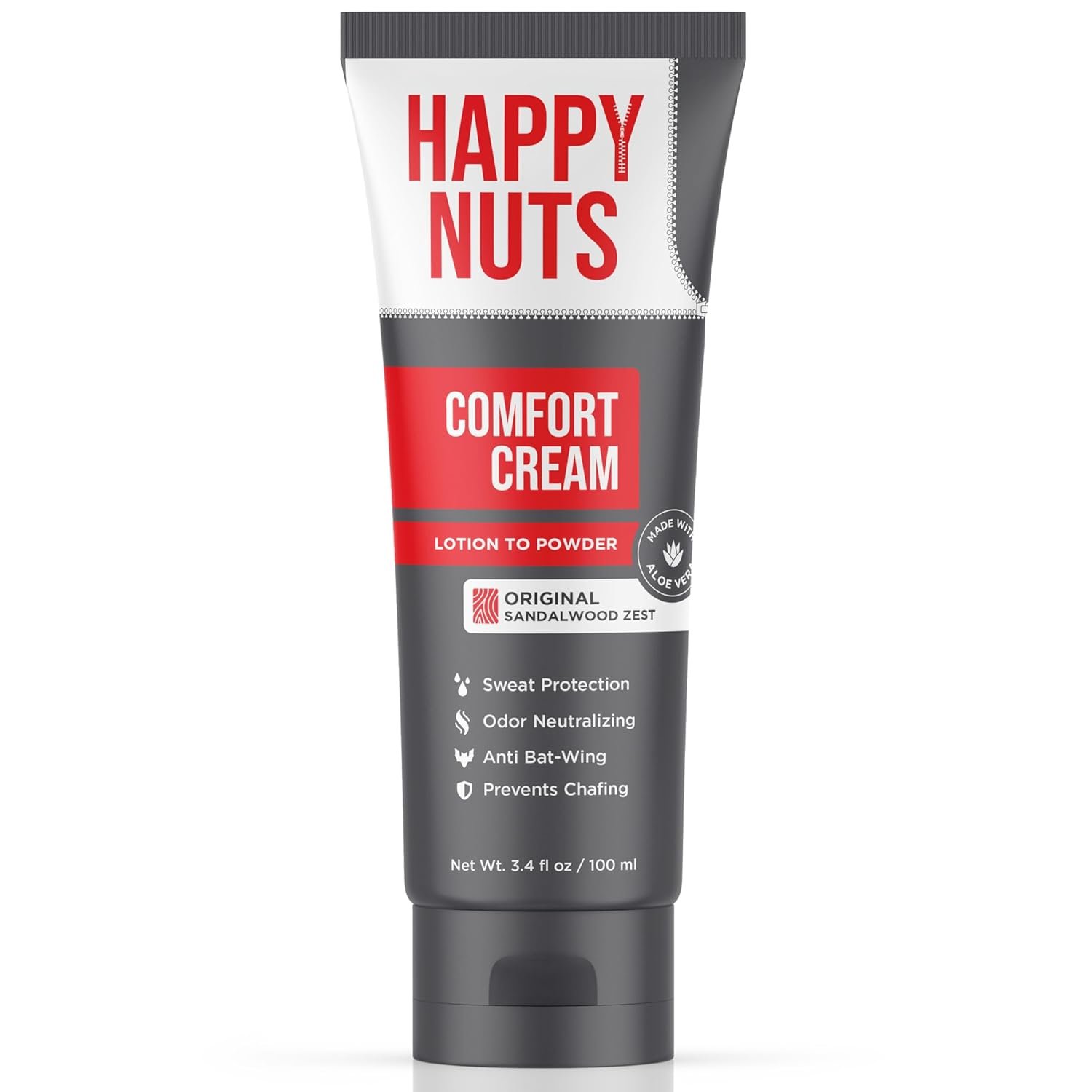 HAPPY NUTS Comfort Cream Deodorant For Men: Anti-Chafing Sweat Defense, Odor Control, Aluminum-Free, Travel Essential, Mens Deodorant & Hygiene Products for Men’s Private Parts 3.4 Fl Oz – Original