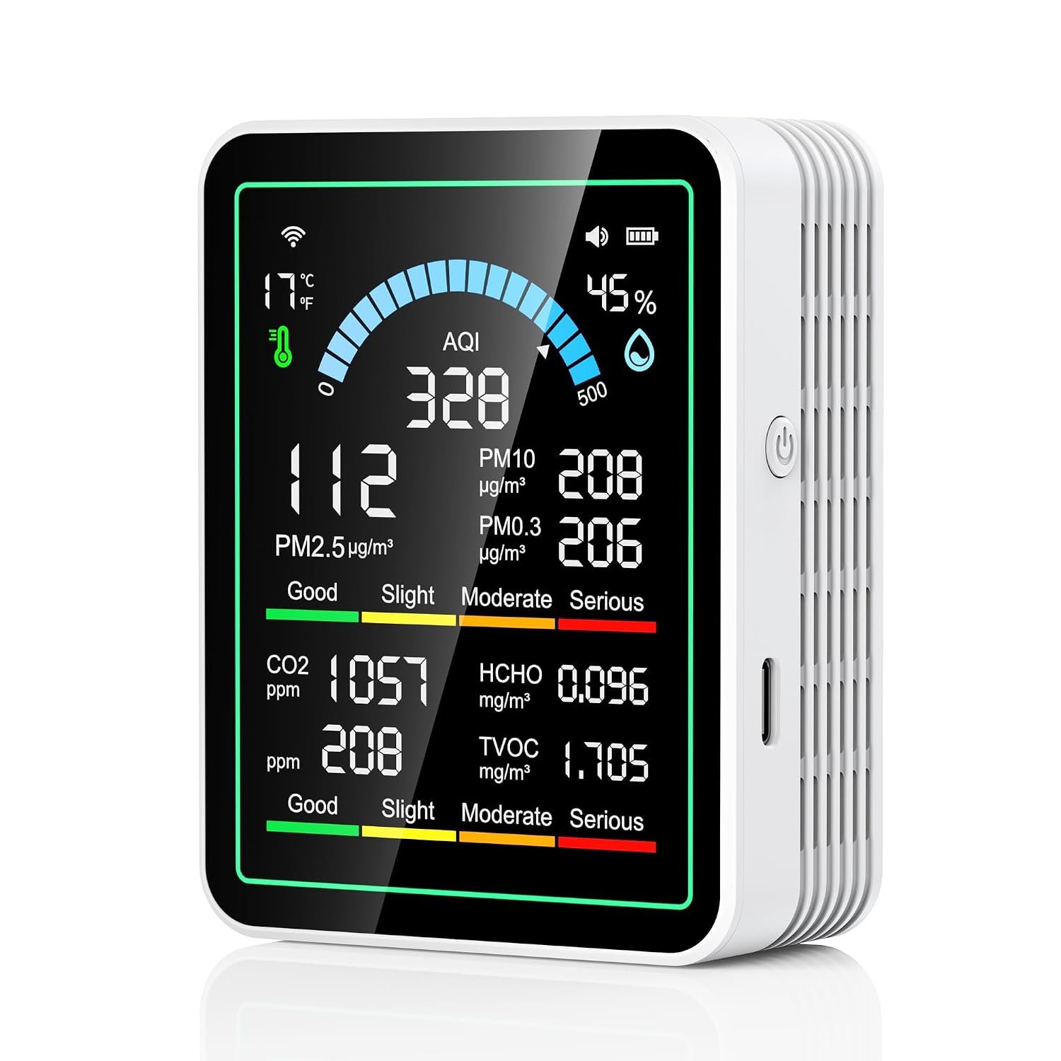 Air Quality Monitor Indoor, 10 in 1 Portable Smart Air Quality Tester for CO2 | TVOC | HCHO | Temp | AQI | PM0.3-1 Detection Suitable for Home, Cars, Plants, Pets and Hotels
