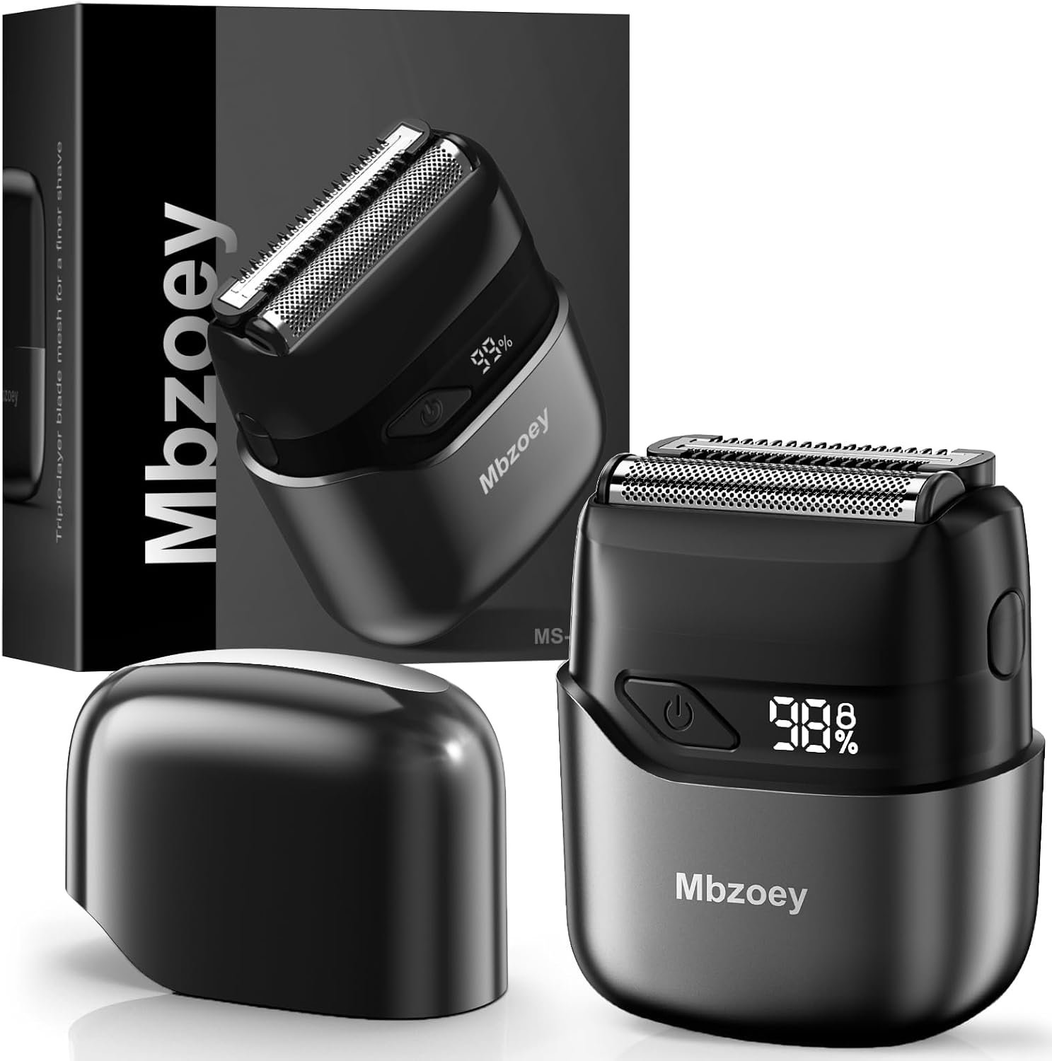 Mbzoey Electric Foil Shavers for Men: Mini Electric Razor for Face – IPX7 Waterproof Cordless Razor with LED Display & Fast Charge – Micro-Comb Technology & Precision Blades，Father’s Day Gifts