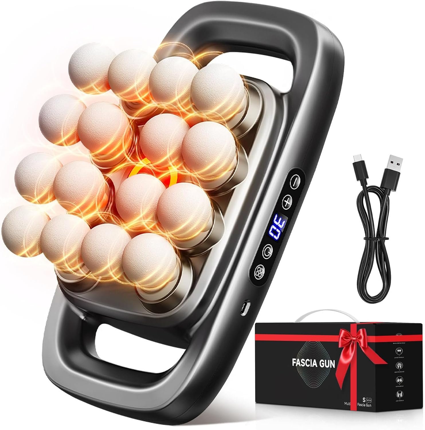 2026 New 16-Head Deep Tissue Percussion Massage Gun – Quiet Muscle Massager for Full Body, Up to 30 Intensity Levels, Cordless Rechargeable for Back, Legs, Shoulders & Recovery.Black