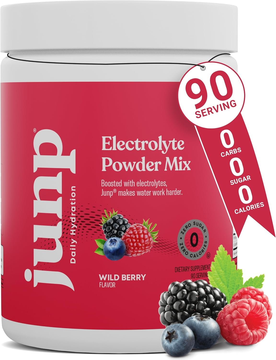 JUNP Electrolytes Powder No Sugar No Carbs, Wild Berry Fruit Flavor Keto Electrolyte Drink Mix – Potassium & Salt Hydration Powder Electrolytes, Zero Calorie Sugar Free Electrolyte Powder, 90 Servings