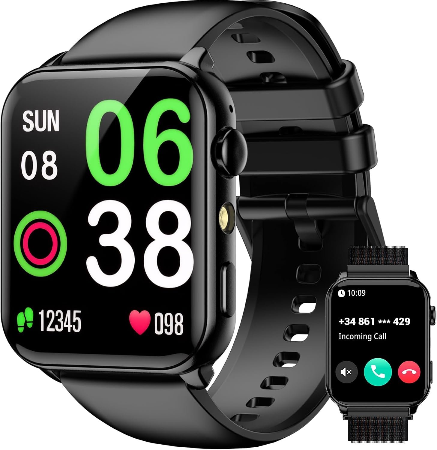 Smart Watches for Men, 1.91″ AMOLED Men’s Fitness Watch with 2026 Upgrade LED Flashligh, 7-Day Battery, IP68 Waterproof, 24/7 Heart Rate/Sleep Monitor, 120+ Workout Modes for Android iPhone(2 Bands)