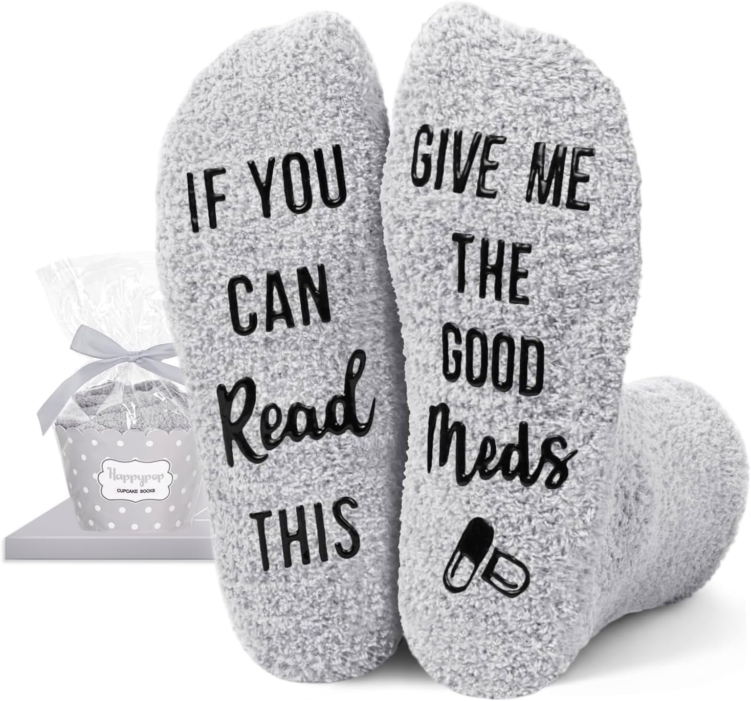 HAPPYPOP Get Well Gifts for Men – after Surgery Socks Motivational Gifts Gray