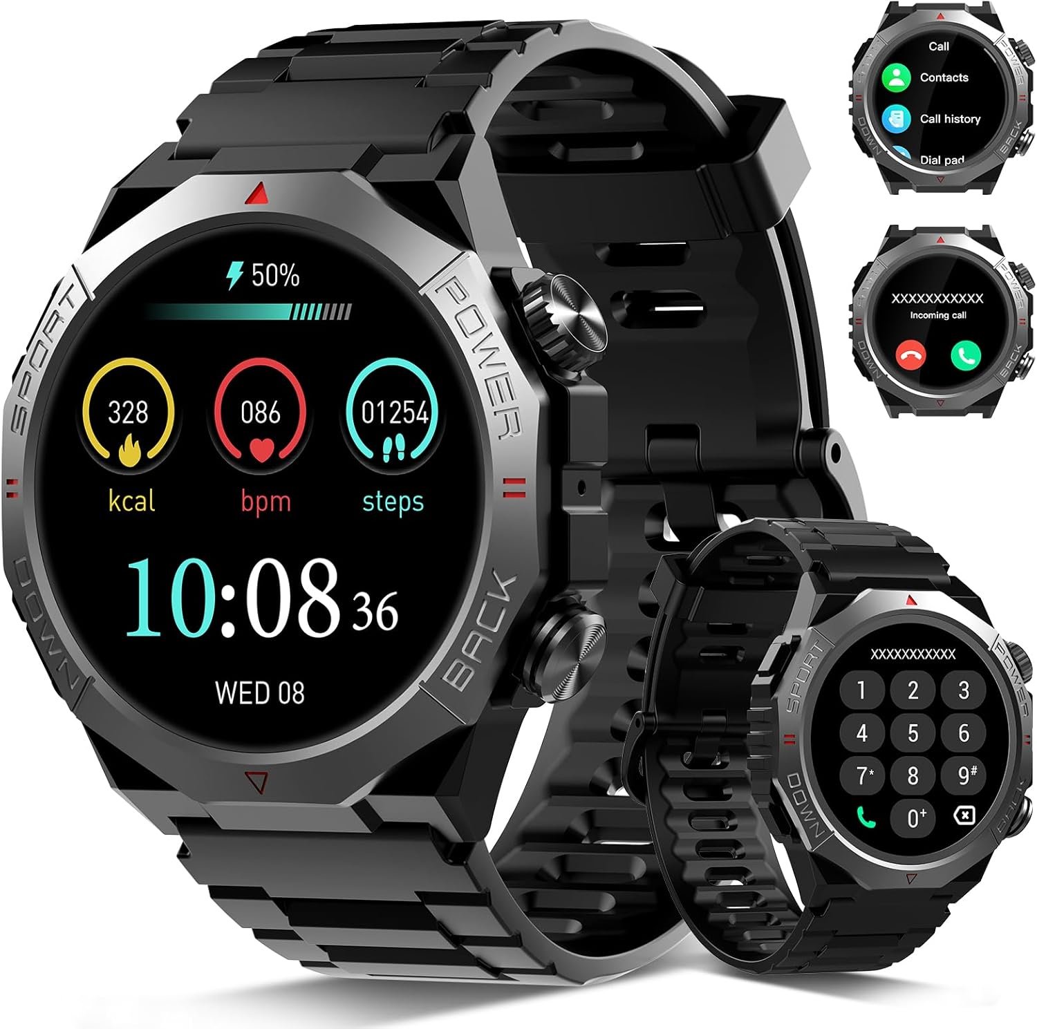 Smart Watches for Men (Answer/Make Calls), 1.39″ HD Fitness Watches, Heart Rate/Sleep Monitor, 110+ Sports Modes Military Watch for Men, Waterproof Watch, 30Day, Watches for Android/iPhone, Black