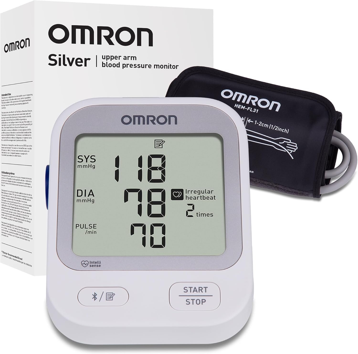 OMRON Silver Blood Pressure Monitor for Home Use & Upper Arm Blood Pressure Cuff – #1 Doctor & Pharmacist Recommended Brand – Clinically Validated – Connect App