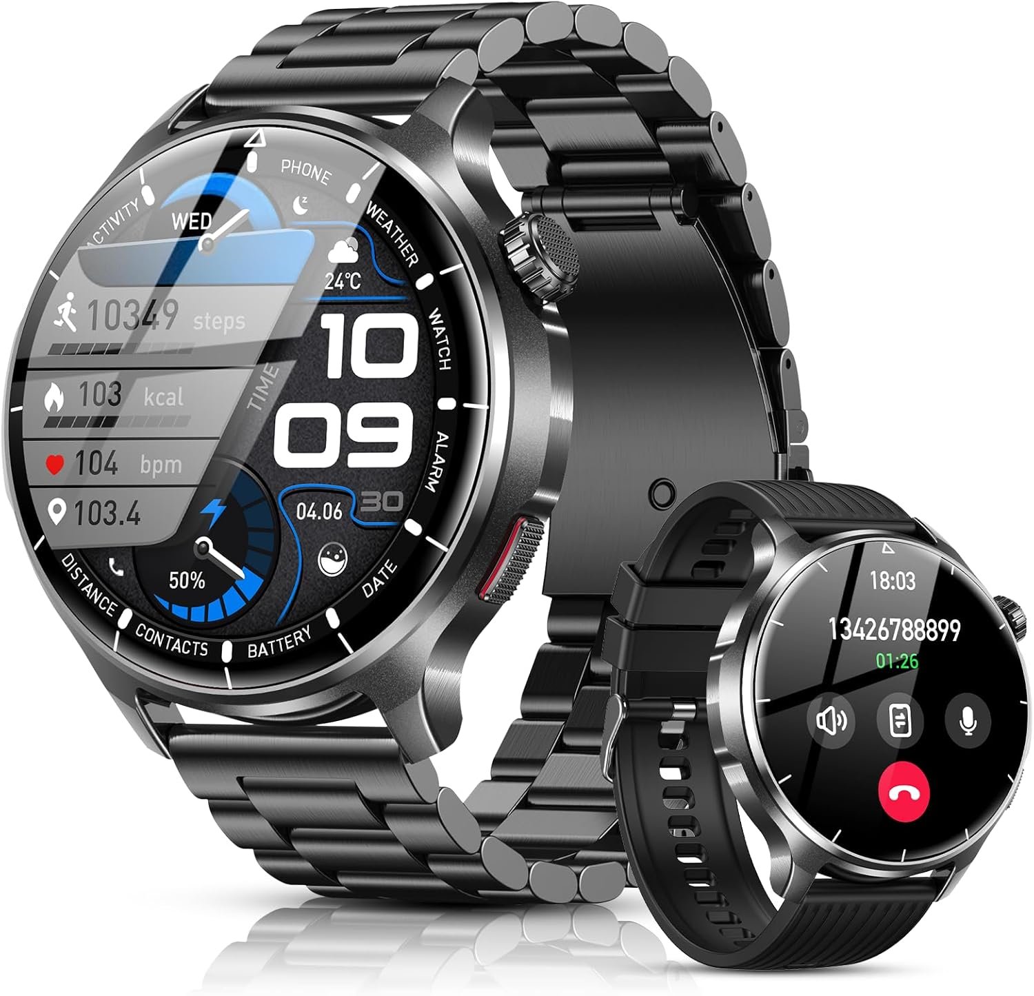 Smart Watch for Men, 1.52″ HD Fitness Tracker with Blood Pressure SpO2 Heart Rate Sleep Monitor, 110 Sports Modes, 1000mAh Battery Watches for Men Compatible with Android iPhone