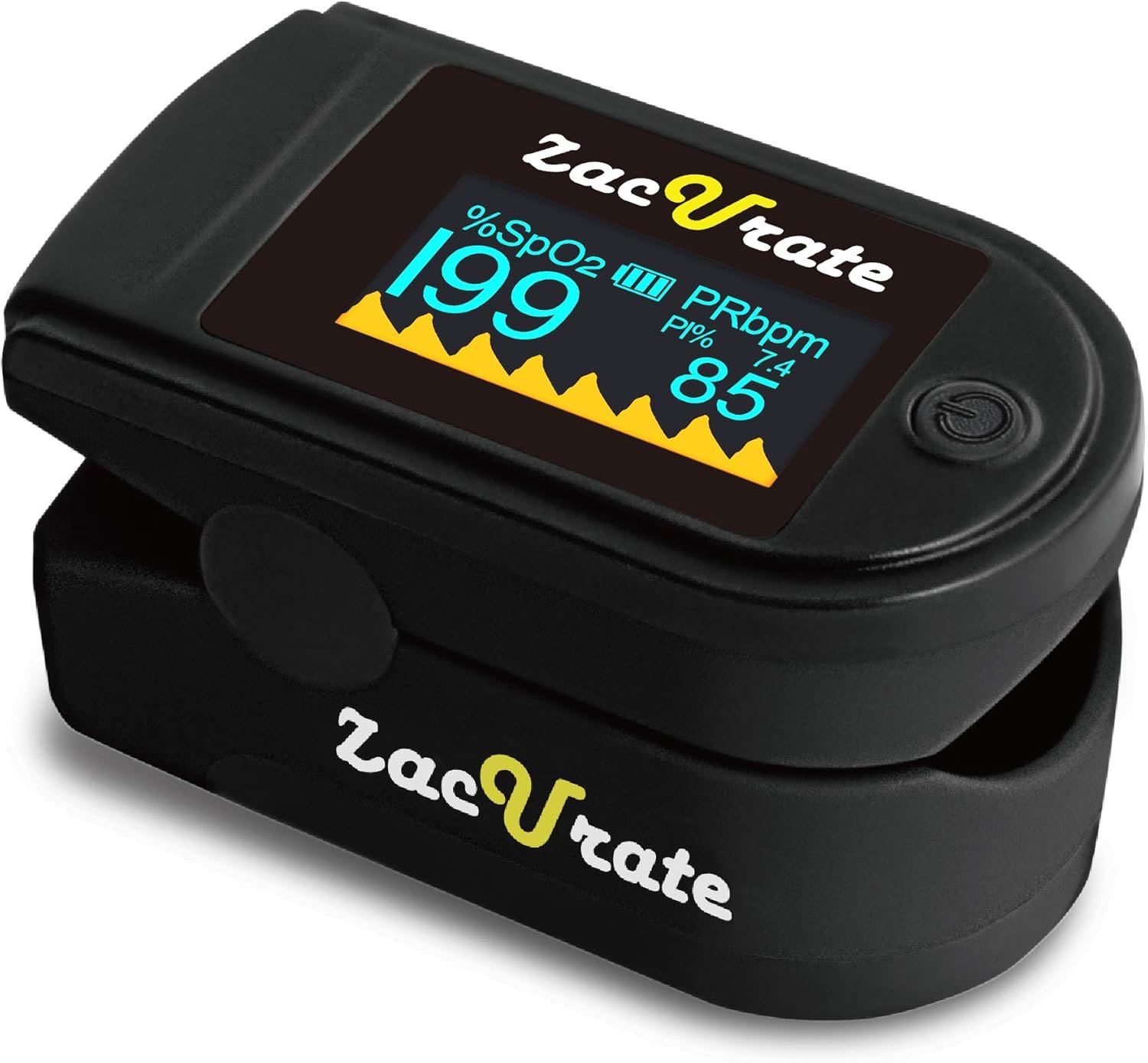 Zacurate 500 Series Fingertip Pulse Oximeter Blood Oxygen Saturation Monitor with Silicon Cover, Batteries and Lanyard, Mystic Black – OLED