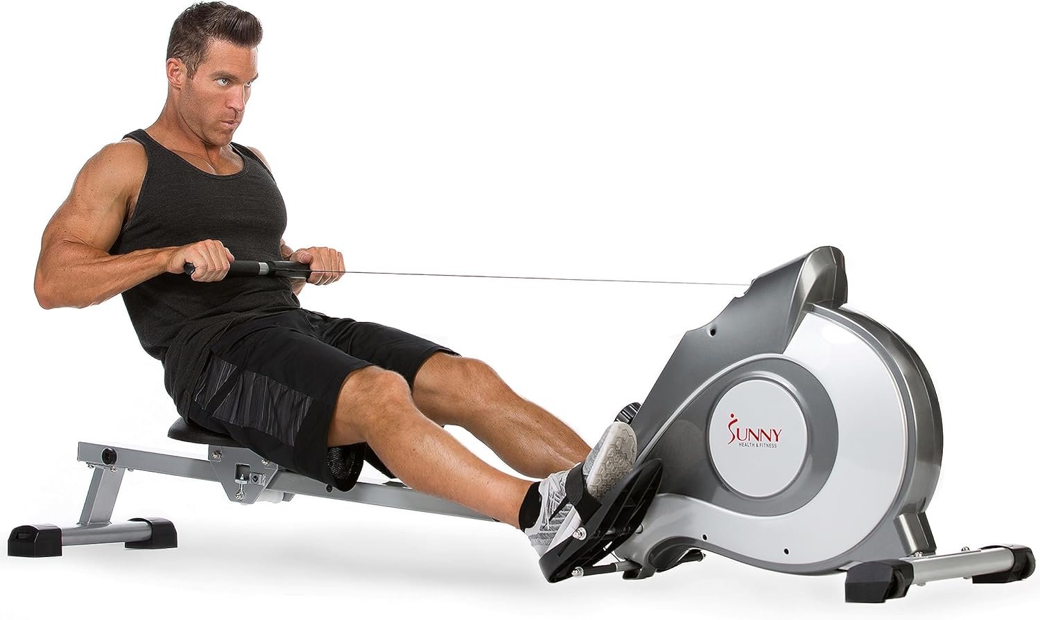 Sunny Health & Fitness Smart Magnetic Rower, Compact Quiet & Smooth Rowing Machine for Full-Body Cardio Exercise, Free SunnyFit Training App Connection