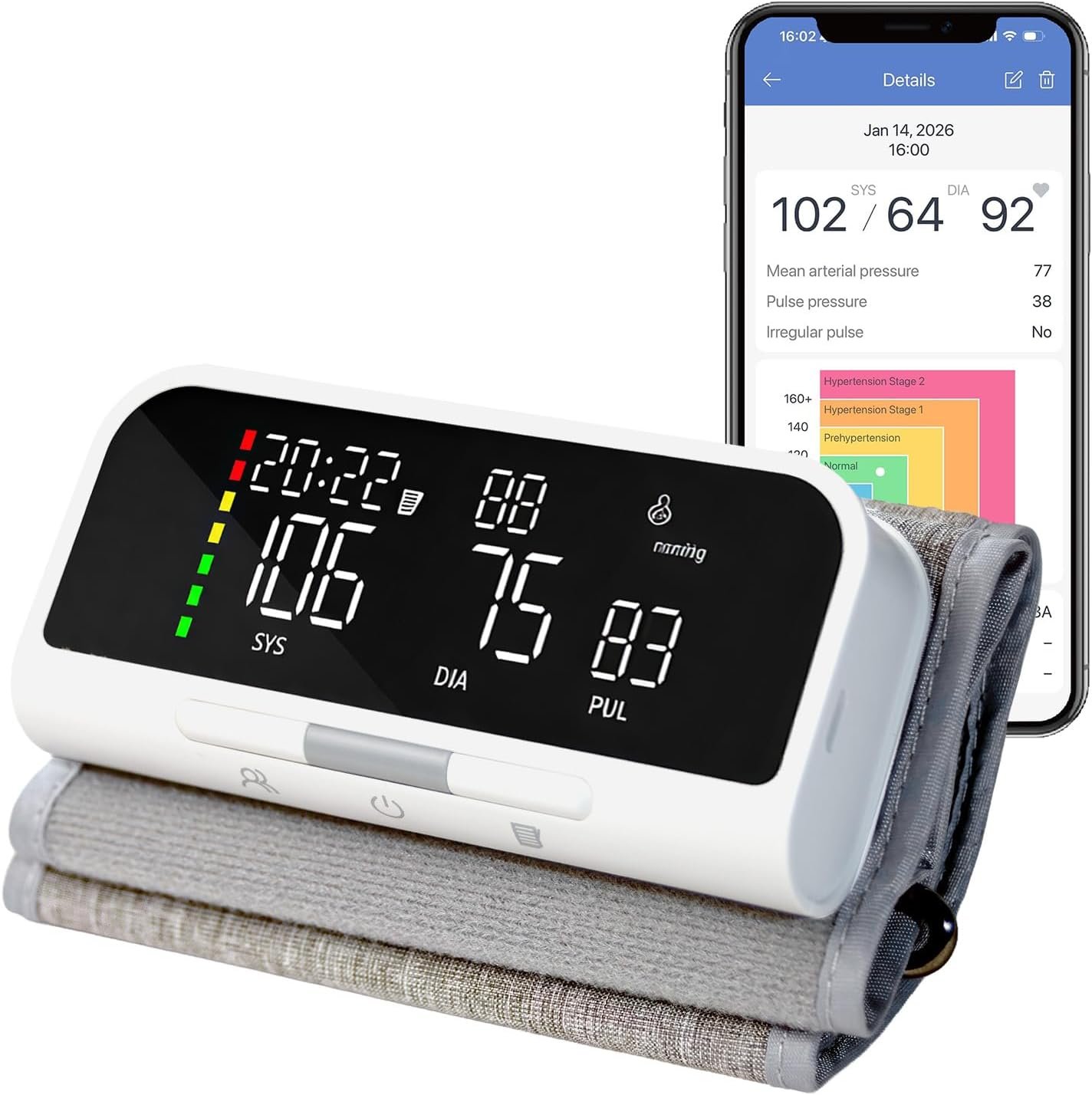 @AL21 Bluetooth Blood Pressure Monitor Upper Arm – Rechargeable Automatic BP Machine for Home Use, Accurate Digital Smart Wireless Kit with Large Cuff (8.7-16.5″), App Data Sync, 2 Users