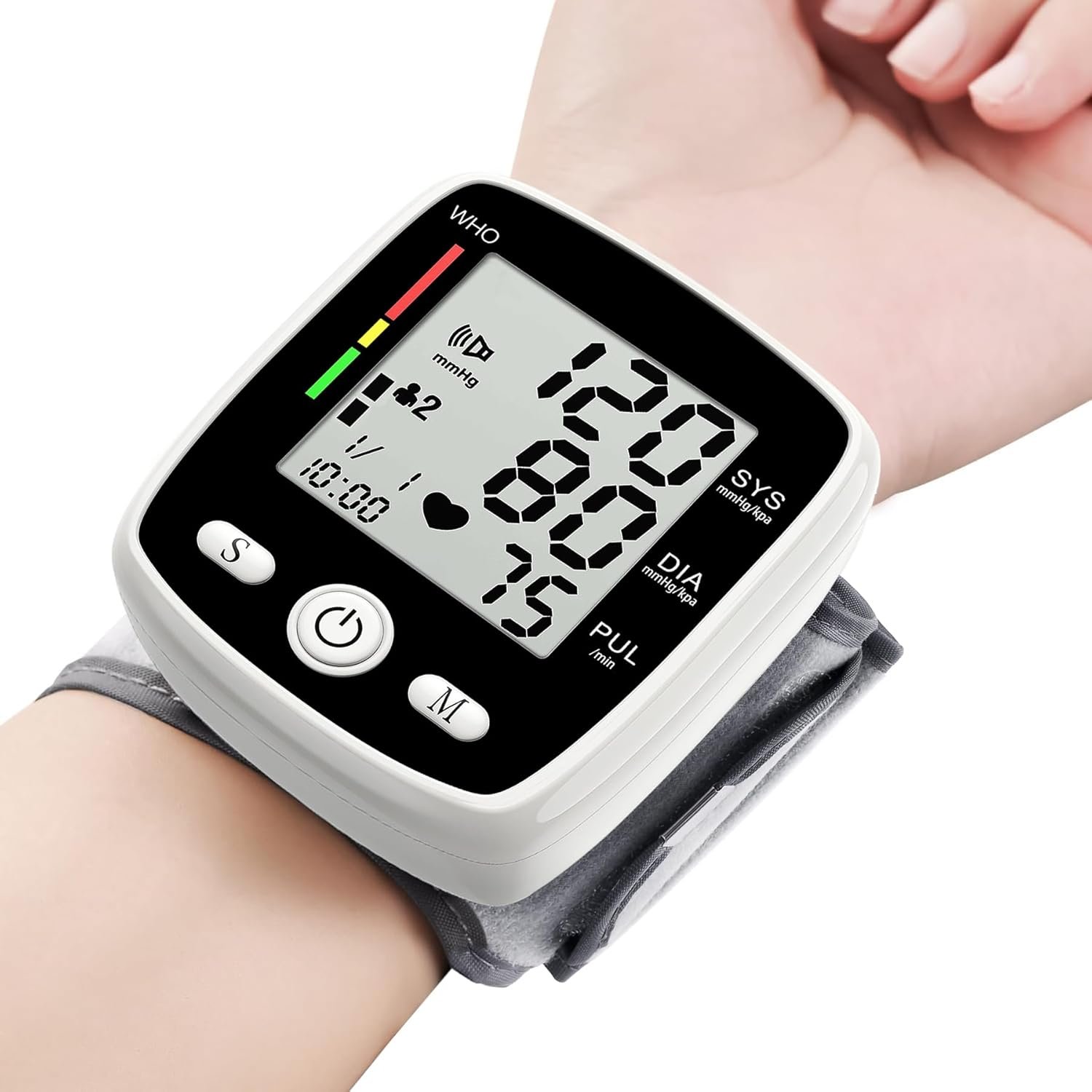 Blood Pressure Monitor Digital Wrist BP Machine Automatic BP Cuff (5.3 to 7.7 in) with 2 Users 180 Memory Voice Large LCD Display Adjustable Cuff USB Charging Carrying Case, Black