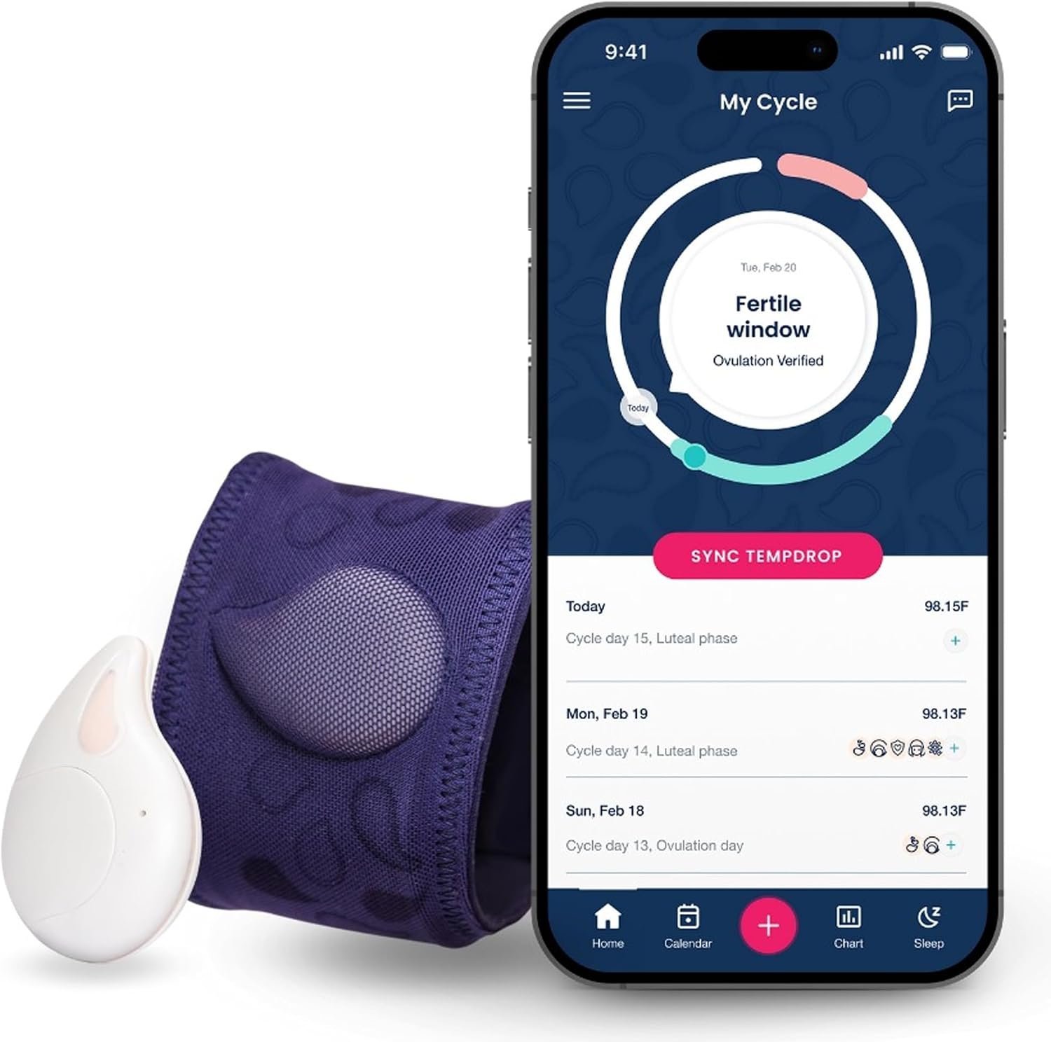 Tempdrop Wearable Ovulation Tracker – Basal Body Temperature Monitor to Help Get Pregnant – Sleep Sensor with App for Fertility, Hormone, Period & Cycle Tracking