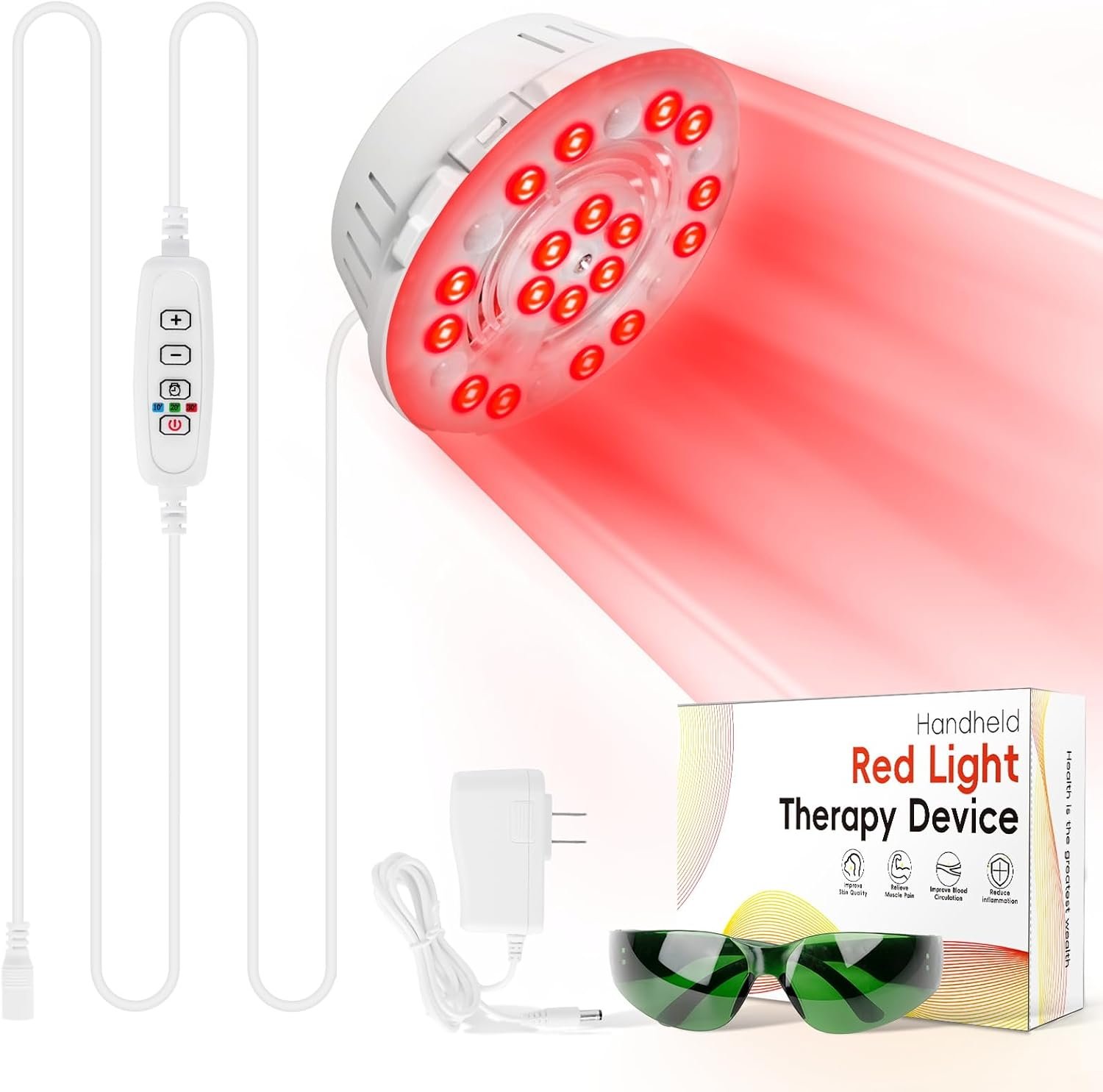 SAVILER® Red Light Therapy Device, 660nm & 850nm Handheld Infrared Red Light for Face and Body, Compact & Portable LED Red Light Bulb for Skin Joints Muscles