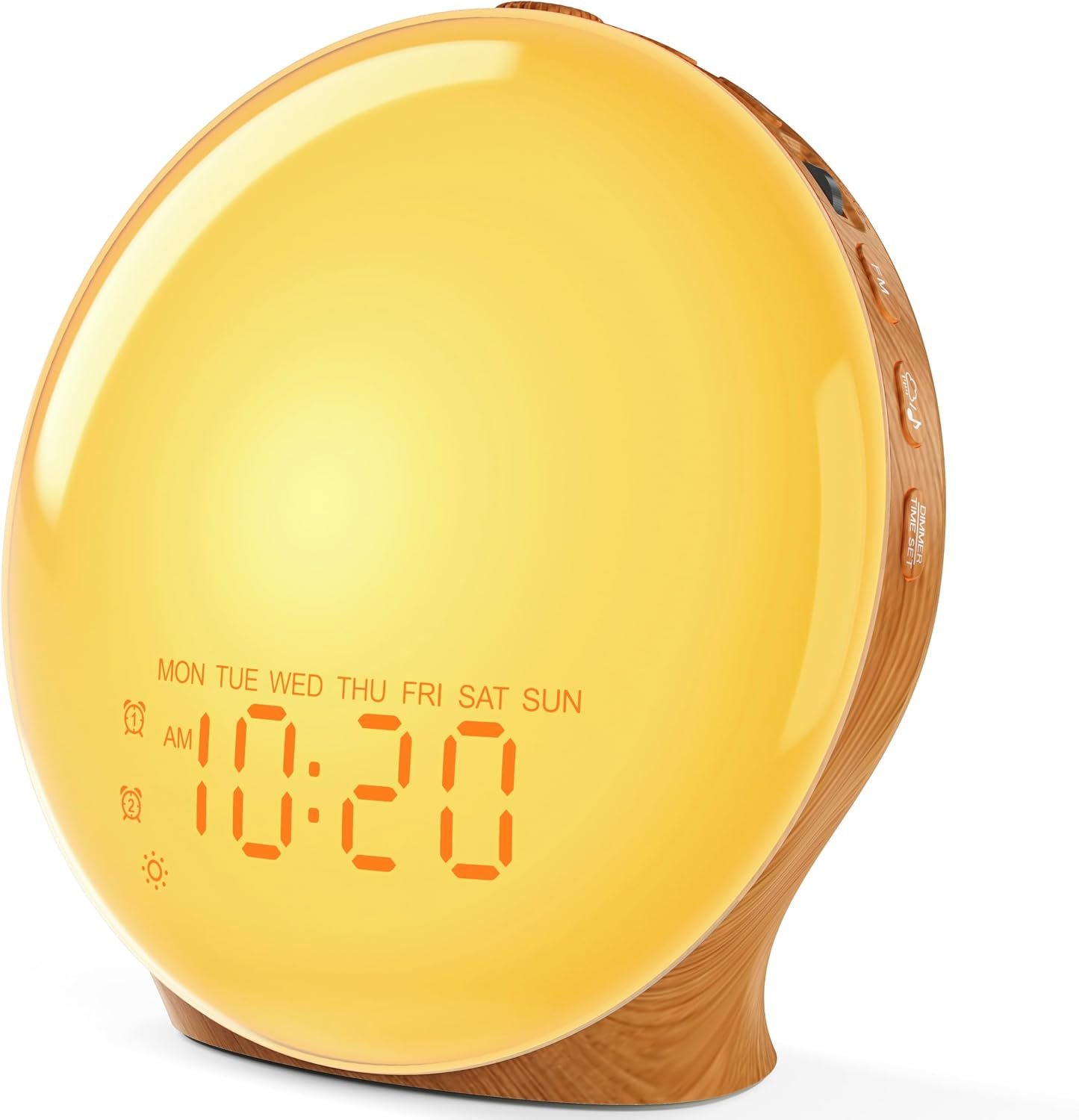 JALL Full-Screen Wake Up Light Sunrise Alarm Clocks for Bedrooms, White Noise Machine for Heavy Sleepers, 25 Natural Sounds, Dual Alarms, FM Radio, 17 Dimmable Colors, Bluetooth Speaker