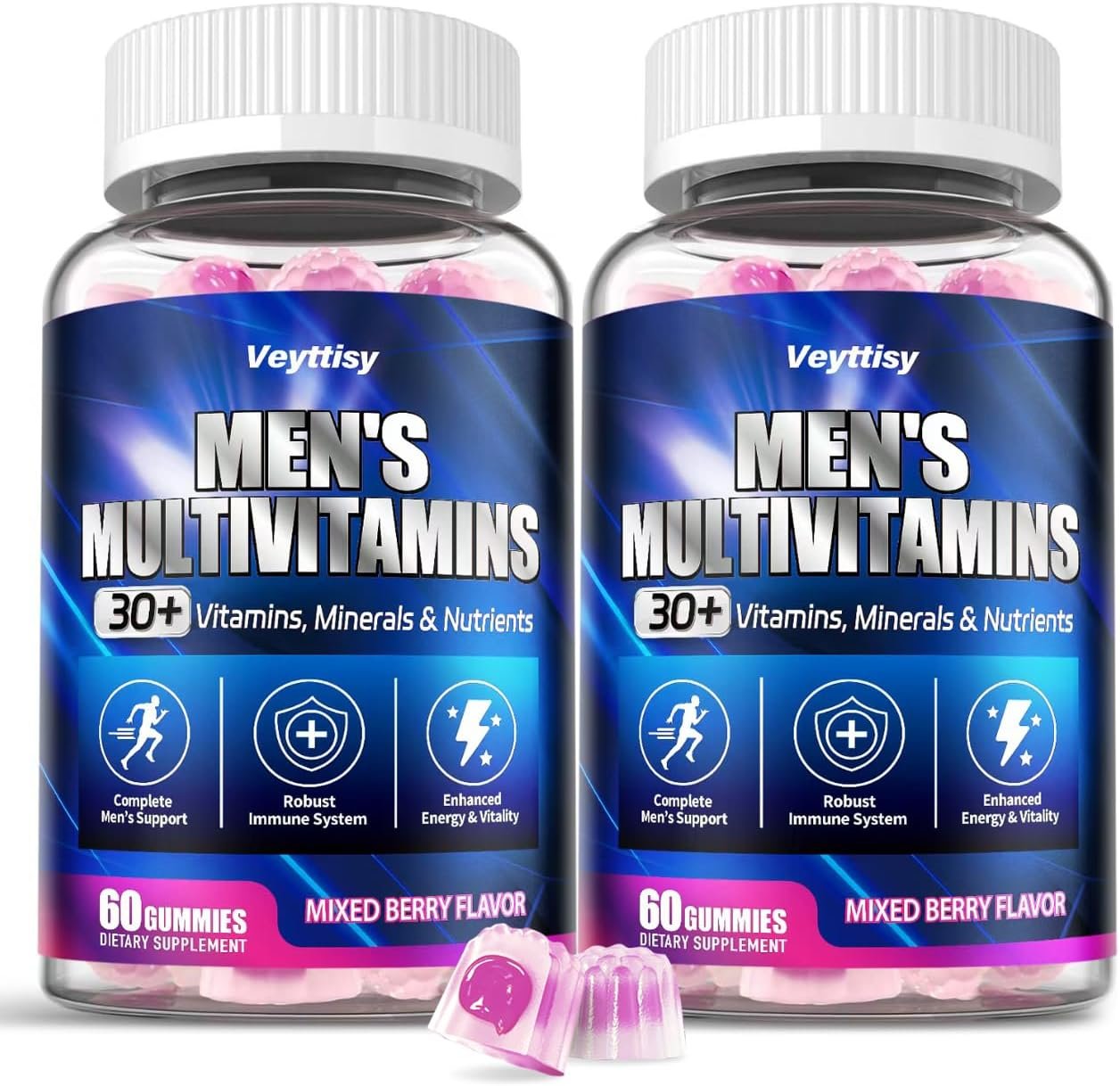 Methylated Multivitamin Gummies for Men – Mens Multivitanins Gummy with Vitamins A C D K E, Methylated Folate, B Complex, Probiotics, Omega-3, CoQ10, Herbal Blend – Support Energy & Immune Health