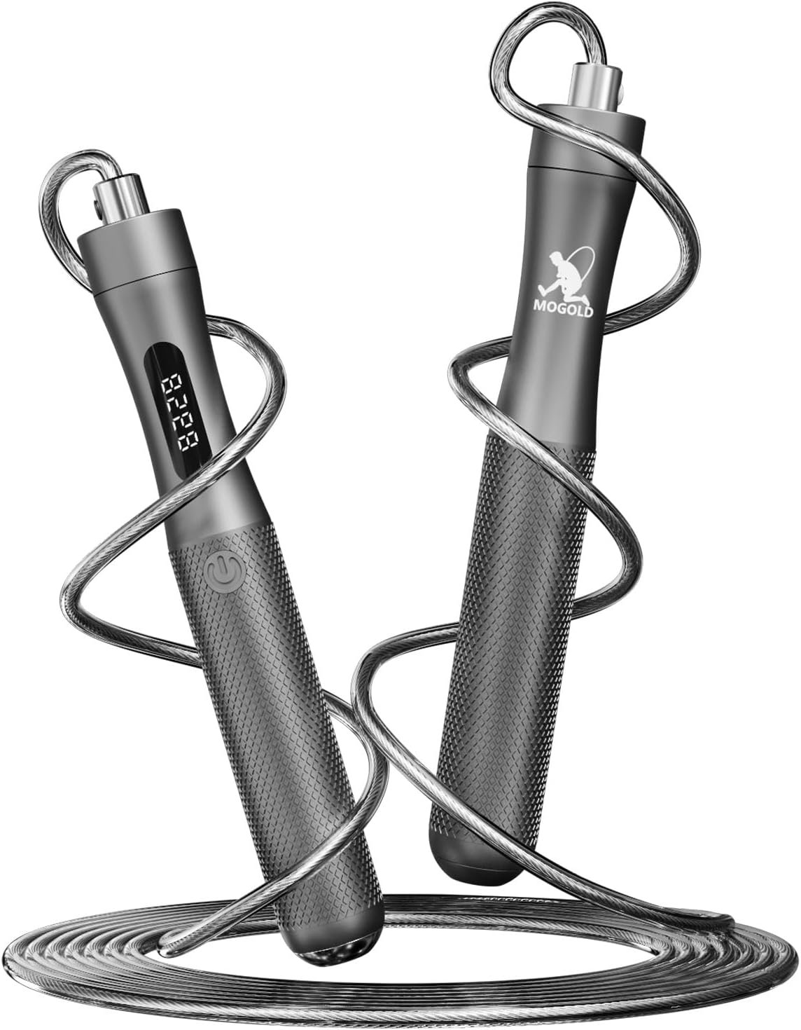Smart Jump Rope with Counter – LCD Display, Aluminum Handles, Adjustable PVC-Coated Steel Cable (118″), Type-C Charging for Cardio, Boxing & HIIT Workouts