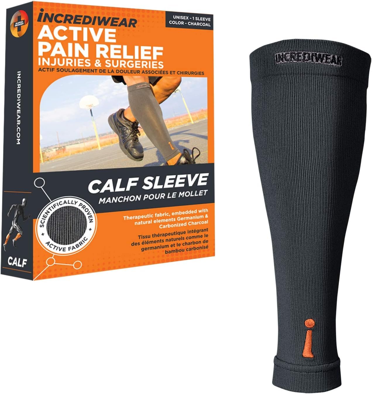 Incrediwear Calf Sleeve – Calf Sleeves for Men and Women to Help with Muscle Pain Relief, Shin Splints, and Muscle Recovery (Charcoal, Large)