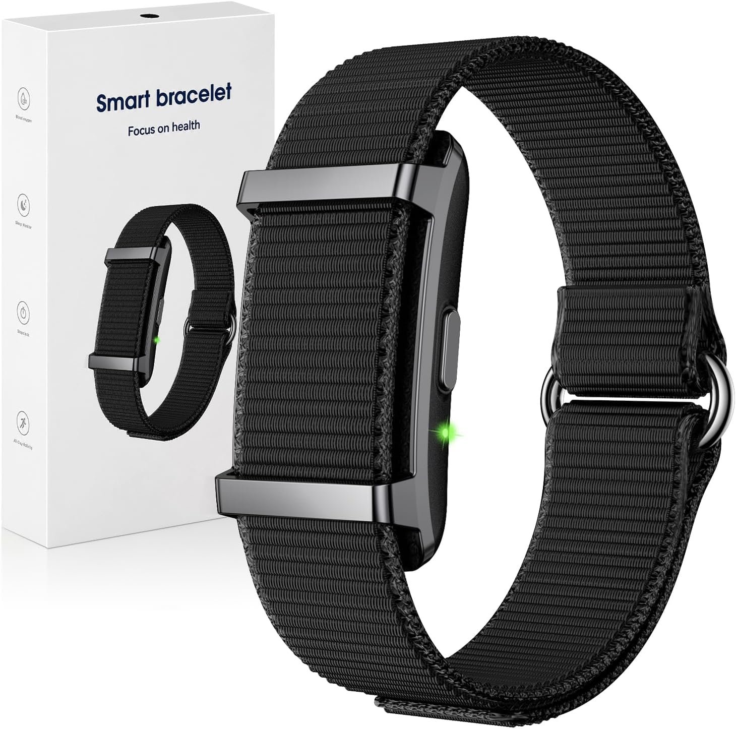 Smart Bracelet Fitness Trackers for Men Women, Smart Watch 24/7 Heart Rate Sleep Stress HRV Monitor, 170+ Sports Modes, 2 Bands, Free APP