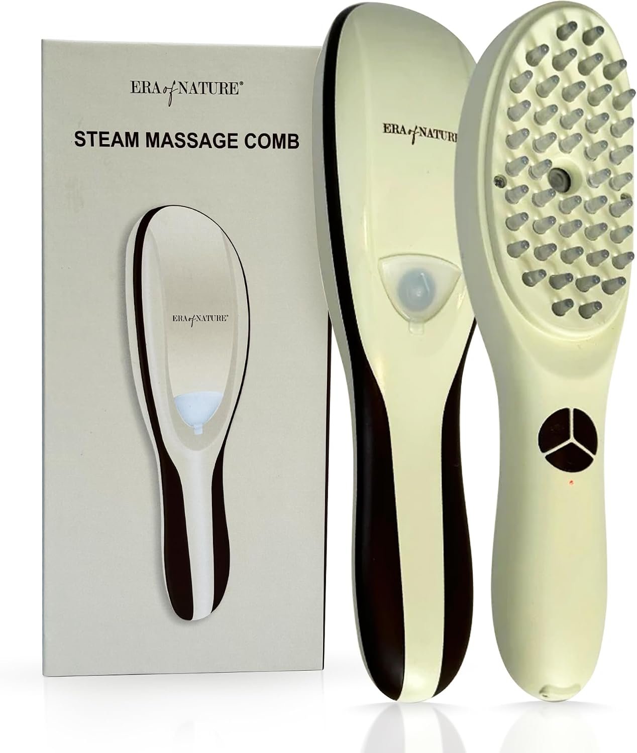 era of nature 4-in-1 Electric Scalp Massager for Thicker-Looking Hair & Root Vitality – Waterproof Vibrating Brush with Red & Blue Light – Rechargeable Follicle Stimulator for All Hair Types, Unisex