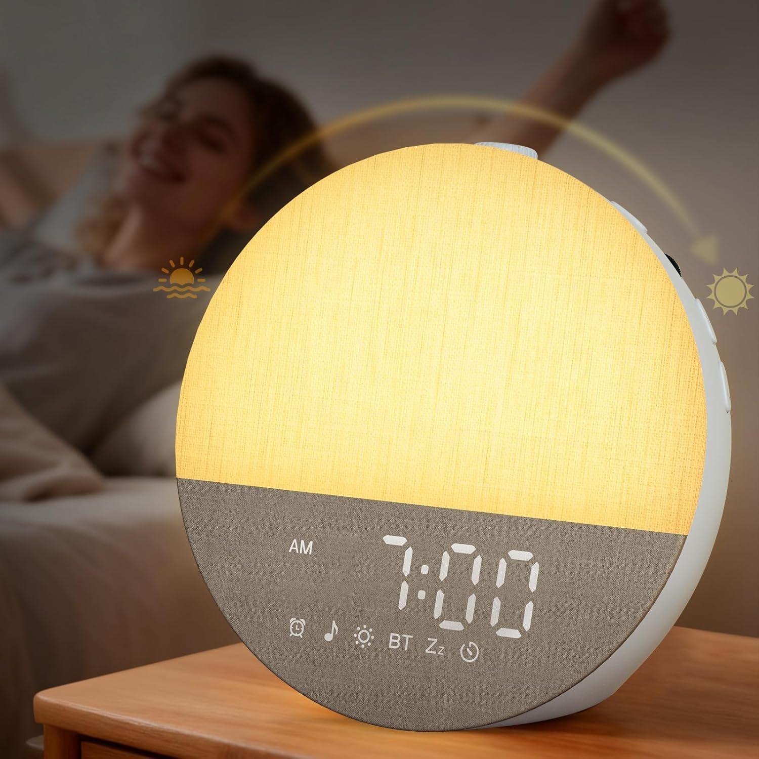 Sunrise Alarm Clock with Sounds Machine:Gentle Gradual Wake Up Light for Heavy Sleepers Relieve Anxiety Dimmable Clock with Bluetooth Memory for Bedroom – White Noise Machine with 30 Sleep Sounds