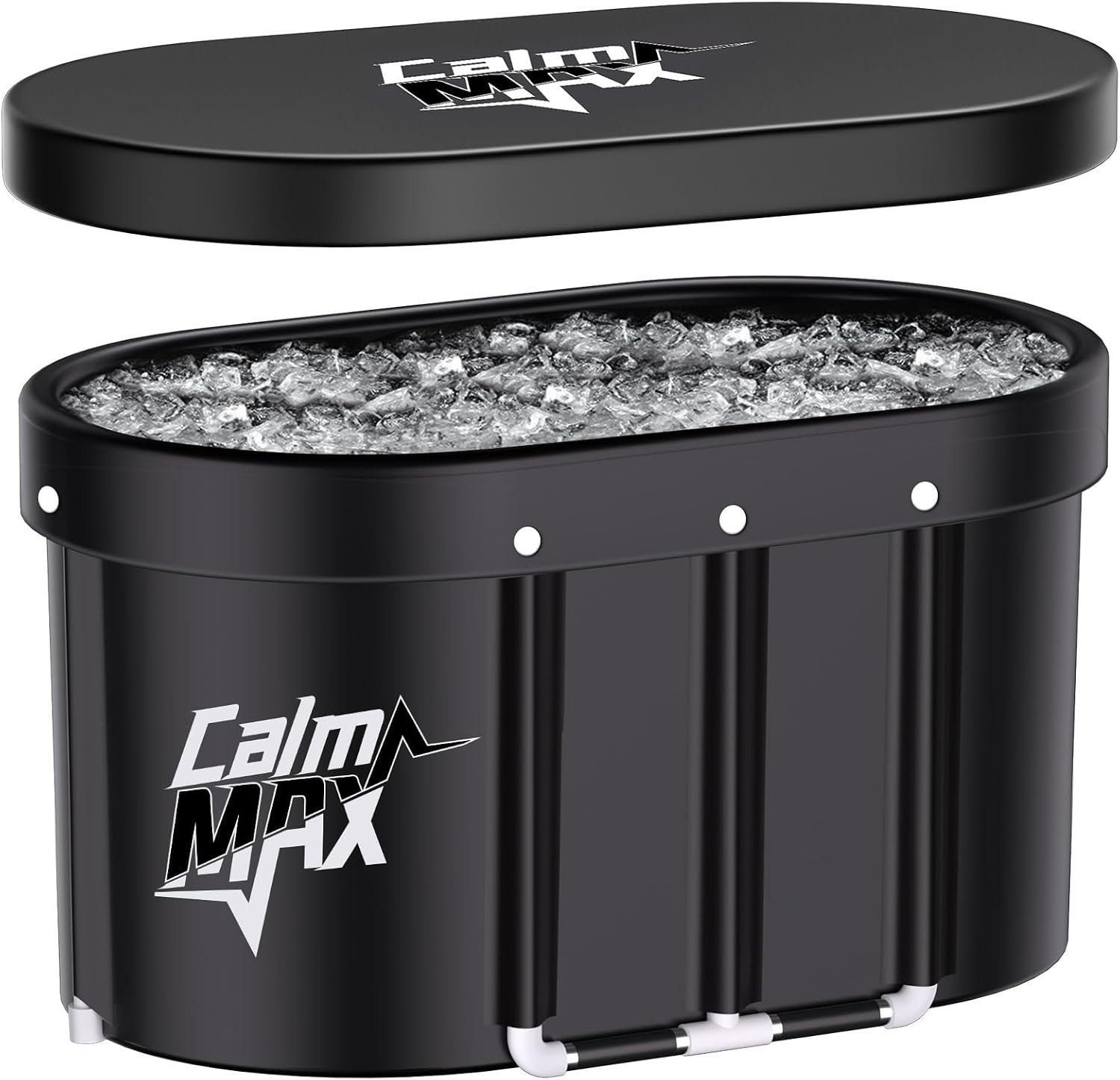 CalmMax Oval Ice Bath Tub with Lid for Athletes 492L Portable Cold Plunge Tub for Cold Water Therapy 5 Layers Ice Baths at Home Outdoor Gym – 105cm Long