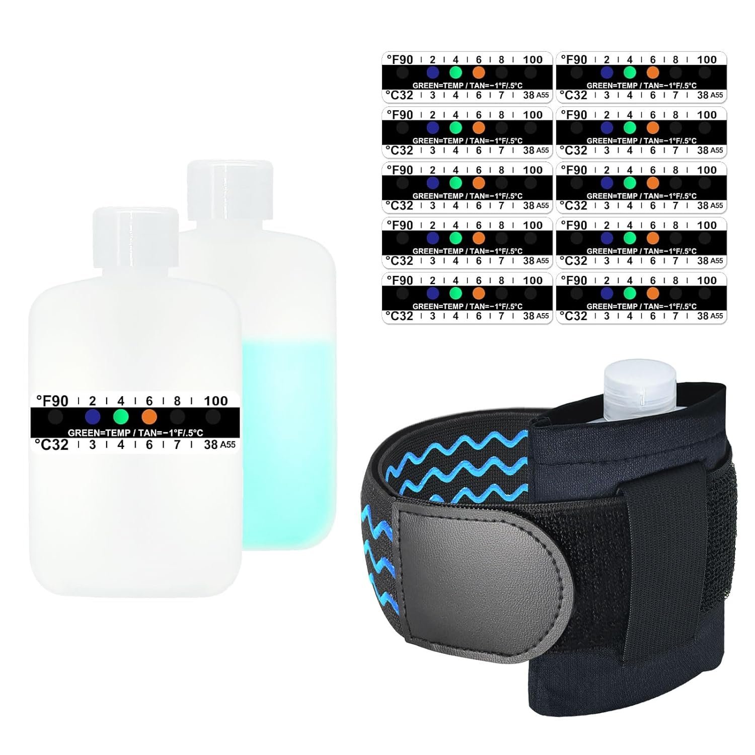 Urine Test Complete Kit – Smaller 3oz Translucent Empty Bottle, Non-Falling and Hi-Stretch Leg Strap, Urine Test Temperature Strips and Velour Lining Sample Bag, Urine Test Practice Kit at Home | Smaller Size, Non-Slip Silicone Layer, No Burst and Leak, Velour Lining Sample Bag, 10 Urine Test Temperature Strips