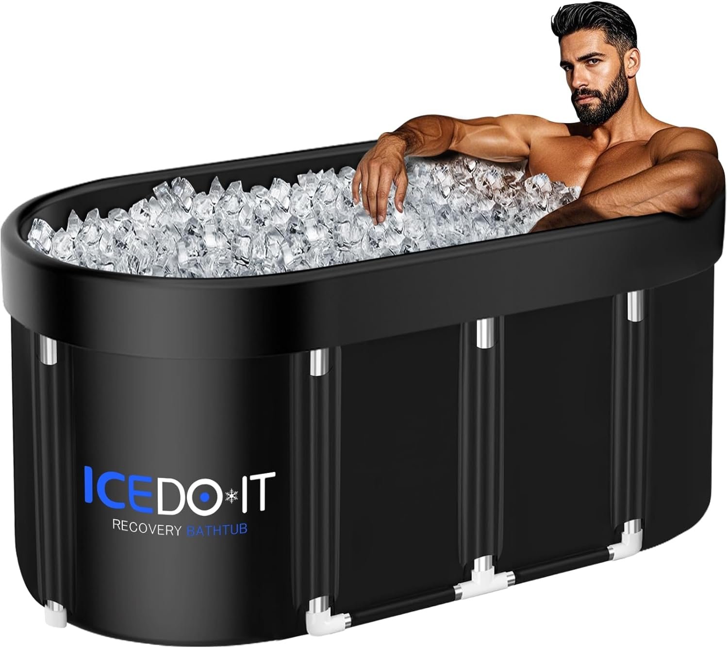 Tomaje Upgrade 129 Gal XL Large Oval Ice Bath Tub for Athletes, Collapsible Cold Plunge Tub-Multiple Layered for Post-Exercise Recovery, Portable Bathtub for Home, Gyms, Indoor, Outdoor use