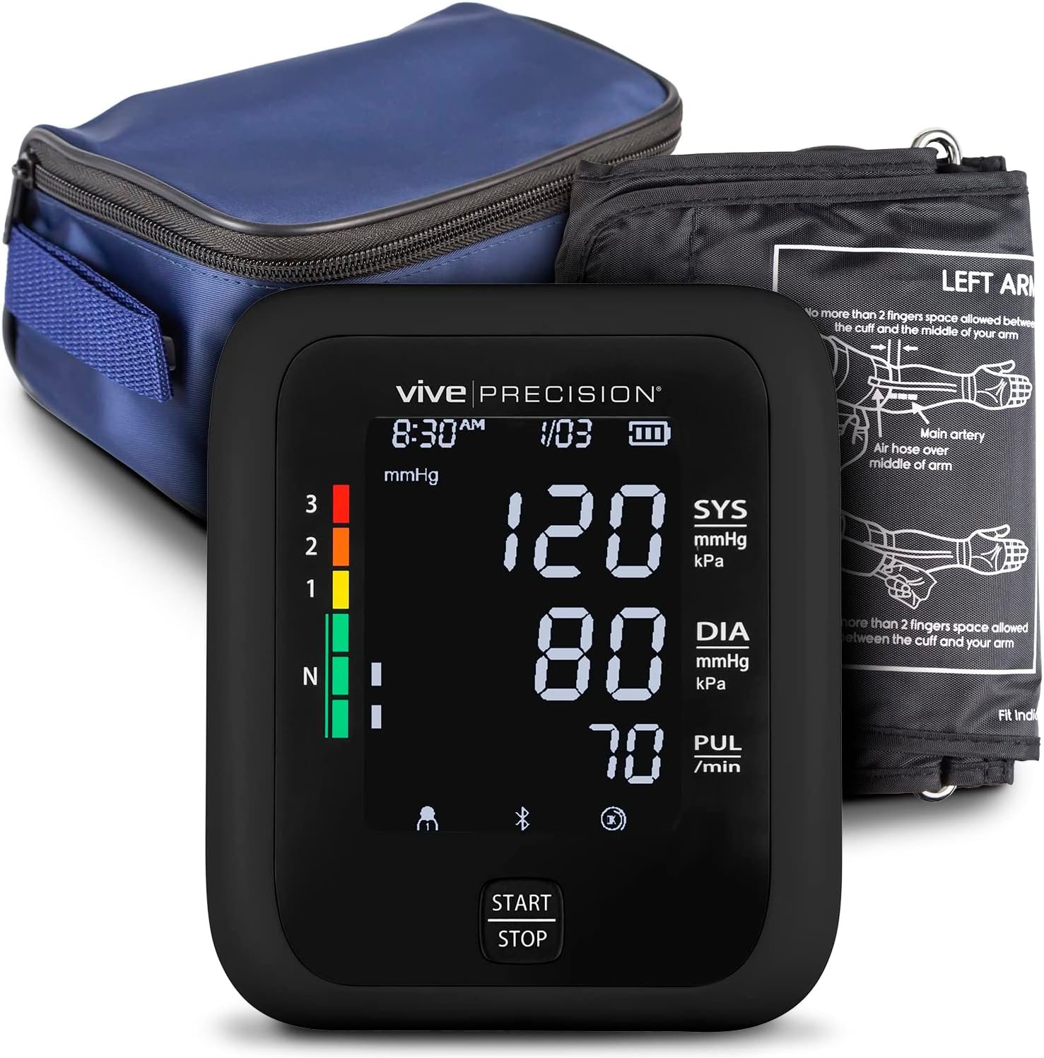 Vive Precision Blood Pressure Monitor, Cuff, & Case – Smartphone Accurate Electronic Health Monitoring System – Wireless Automatic Digital Machine for Women, Men, Adults