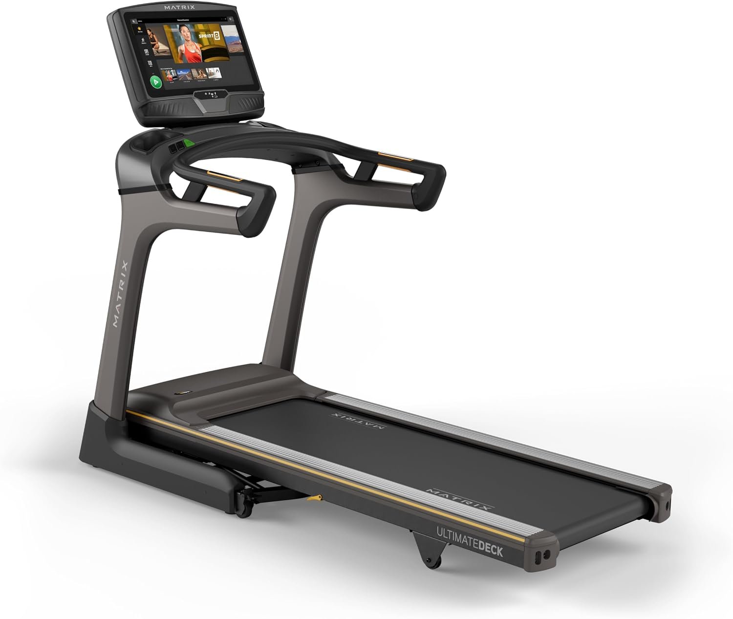 Matrix Fitness TF50 Treadmill with XUR | 22″ Touchscreen (WiFi+BT+HDMI) | Club-Quality Folding Treadmill for Running, 5K & Marathon | Heavy-Duty Frame, Extra-Thick 20″x60″ Deck, Industrial Cushioning