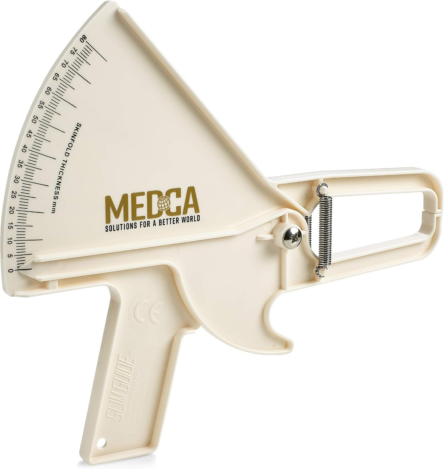 Pro Body Skin Caliper – Handheld BMI Measuring Tool – Accurate Skinfold Caliper Measures Fat for Men and Women, for Monitoring Fitness and Weight Loss Goals, Instructions and Body Fat Chart, White