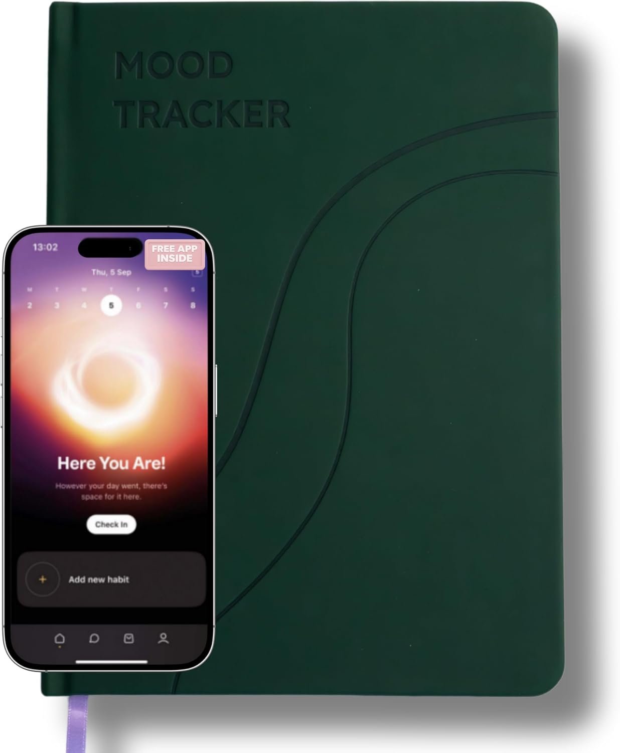 Guided Mental Health Journal and Mood Tracker for Women and Men – Daily Wellness Journal with Prompts, Anxiety Relief Therapy Notebook, Self Care Feelings Tracker, Planner with Productivity App