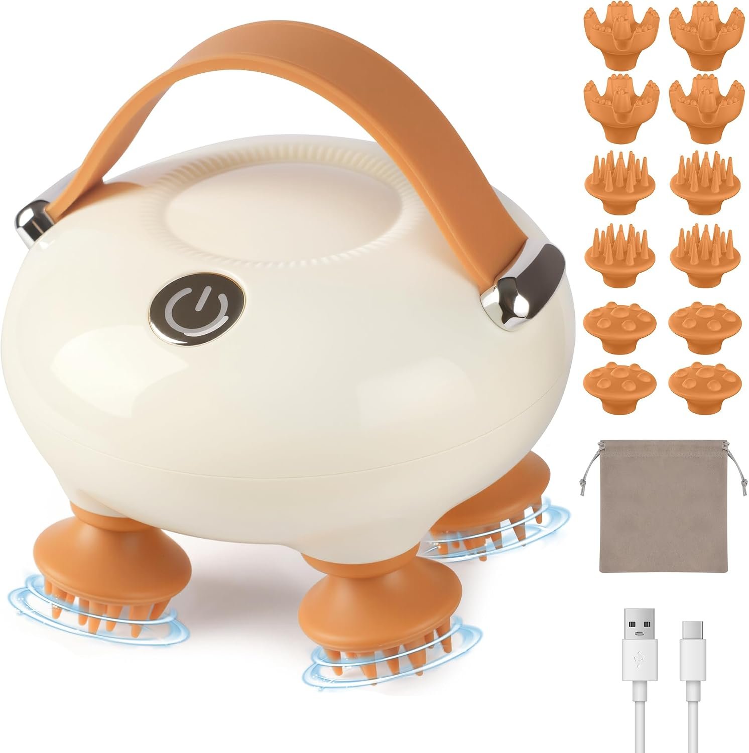 Scalp Massager, Electric Head Massager for Stress Relax | IP67 Waterproof Wet & Dry Use, 3 Modes Tangle-Free & 12 Detachable Claws, for Head Neck Body & Pets, Gift for Dad Mom