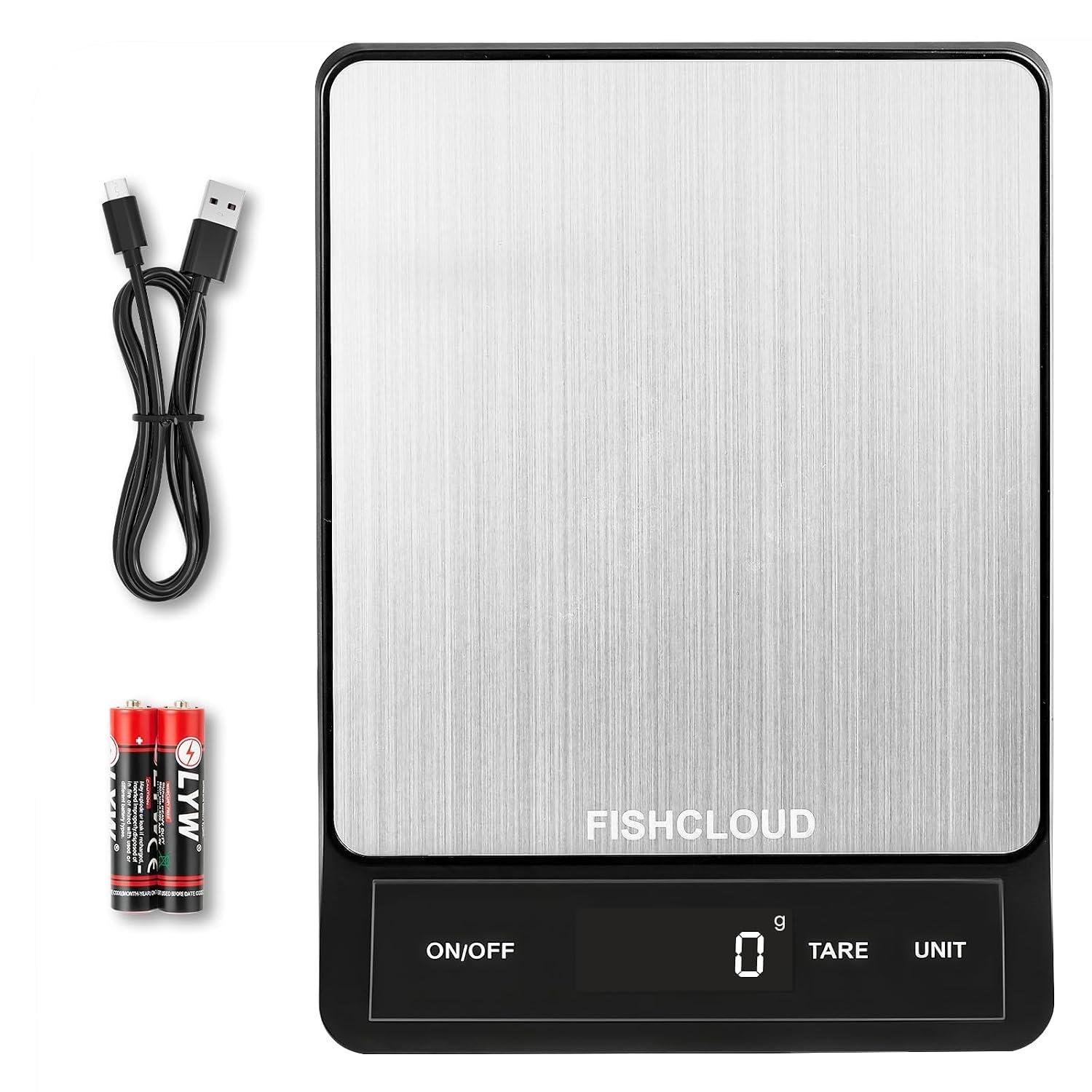 Food Scale – Rechargeable Digital Kitchen Scale 33lb, 1g/0.05oz Precision, Type-C, Stainless Steel, Grams/Ounces, LCD Display, for Cooking/Baking/Meal Prep (Ash Silver)