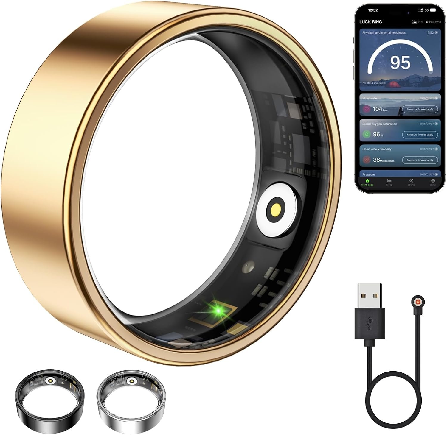 Smart Ring for Women & Men, Fitness Tracker with Heart Rate, Blood Oxygen, Sleep Monitoring, Long-Lasting Battery, IP68 Waterproof, Compatible with iPhone & Android (Rose Gold, 9)