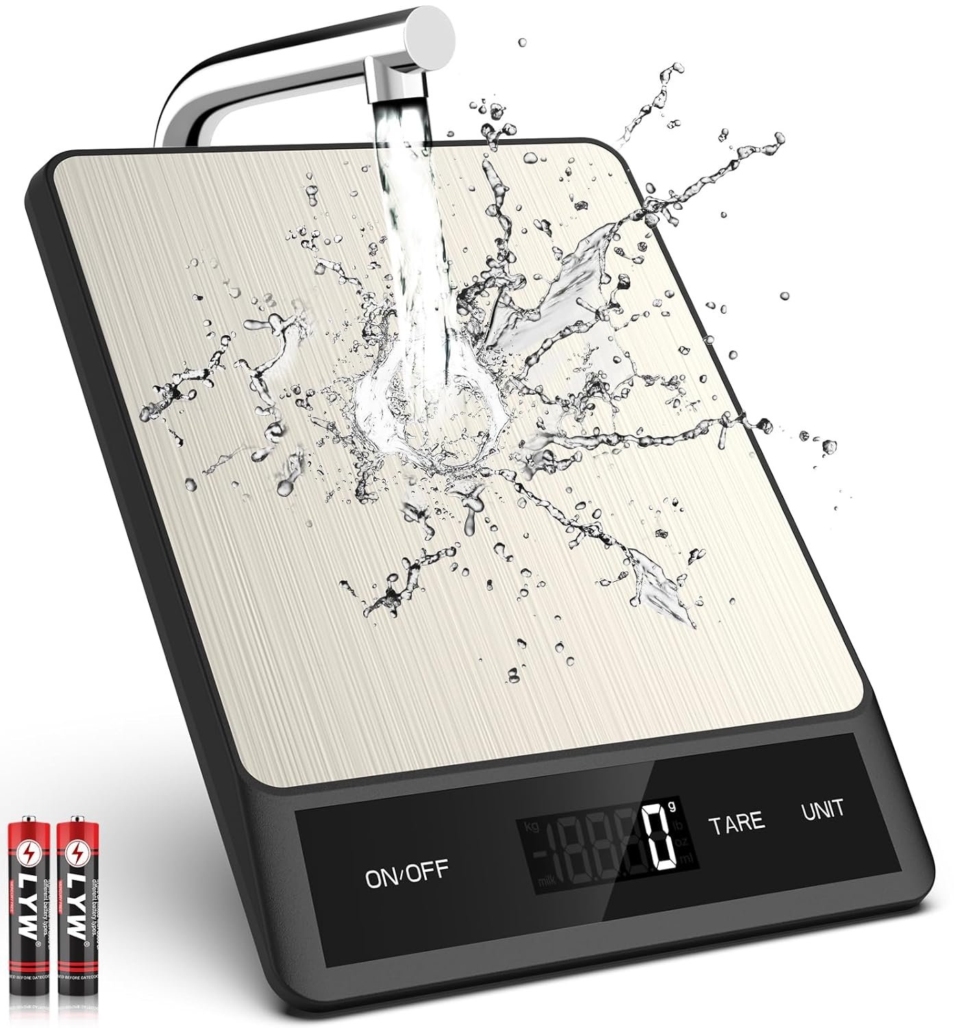 Mik-Nana Food Scale, Digital Kitchen Scale with 6 Units Tare Function | LCD Display, 11lb Stainless Steel Weight Grams and Ounces for Baking, Cooking and Meal Prep (Batteries Included)