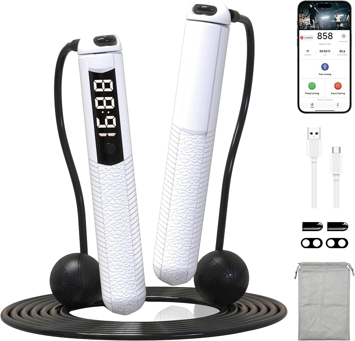Cordless Gravity Jump Rope, Smart Jump Rope with Counter for Gym, Fat Burning & Calorie Burn, APP Data Analysis, Home Workout Equipment for Women ＆ Men