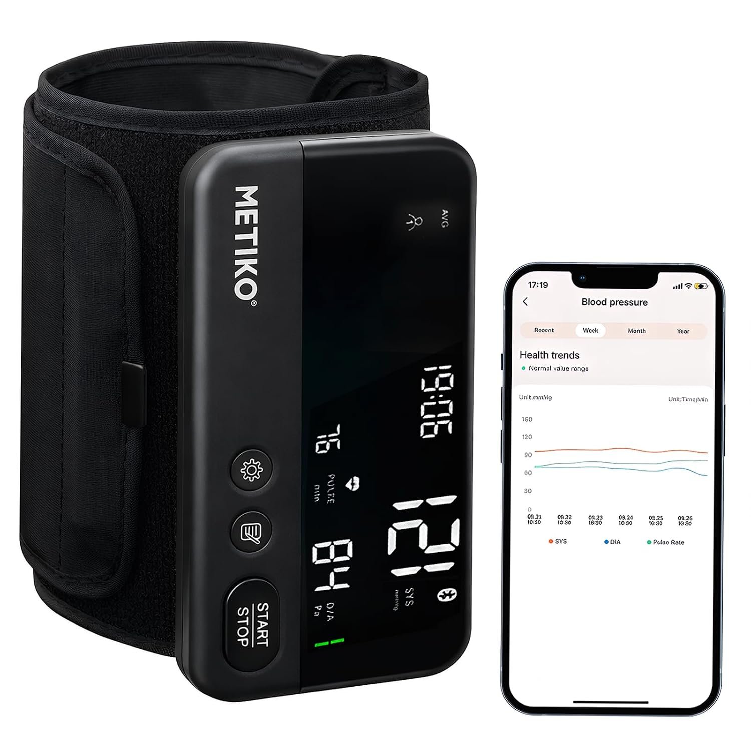 Wireless Blood Pressure Monitor Upper Arm Bluetooth Blood Pressure Machine, Ultralight Portable Rechargeable Blood Pressure Monitor, App Enabled iOS/Android BP Machine Cuff